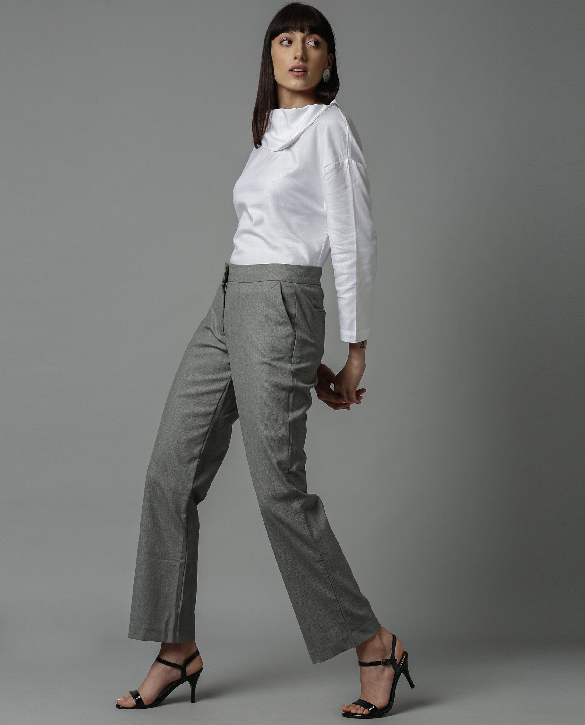 Rareism Women Club Grey Trousers