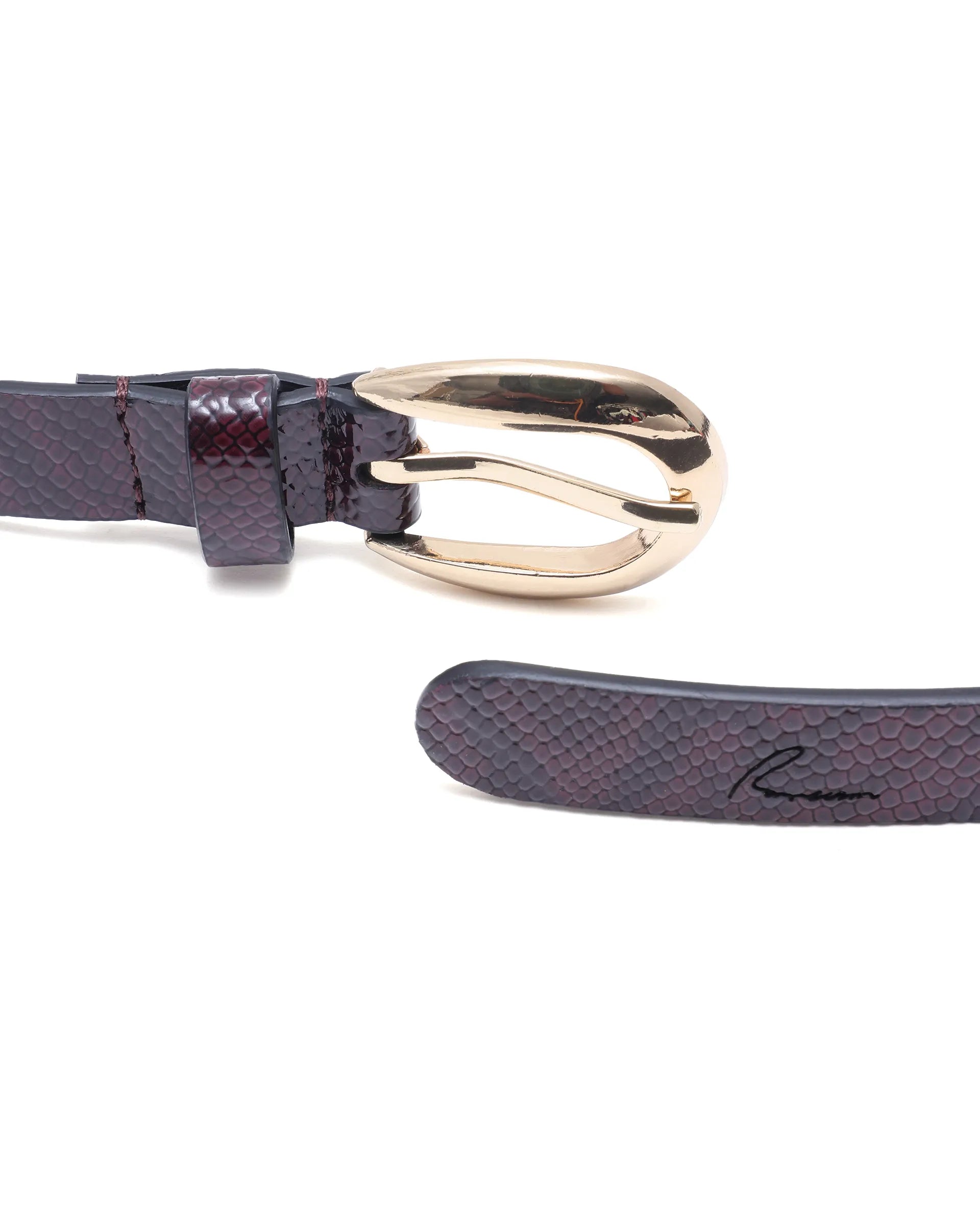 Rareism Women Pine Burgandy Belt