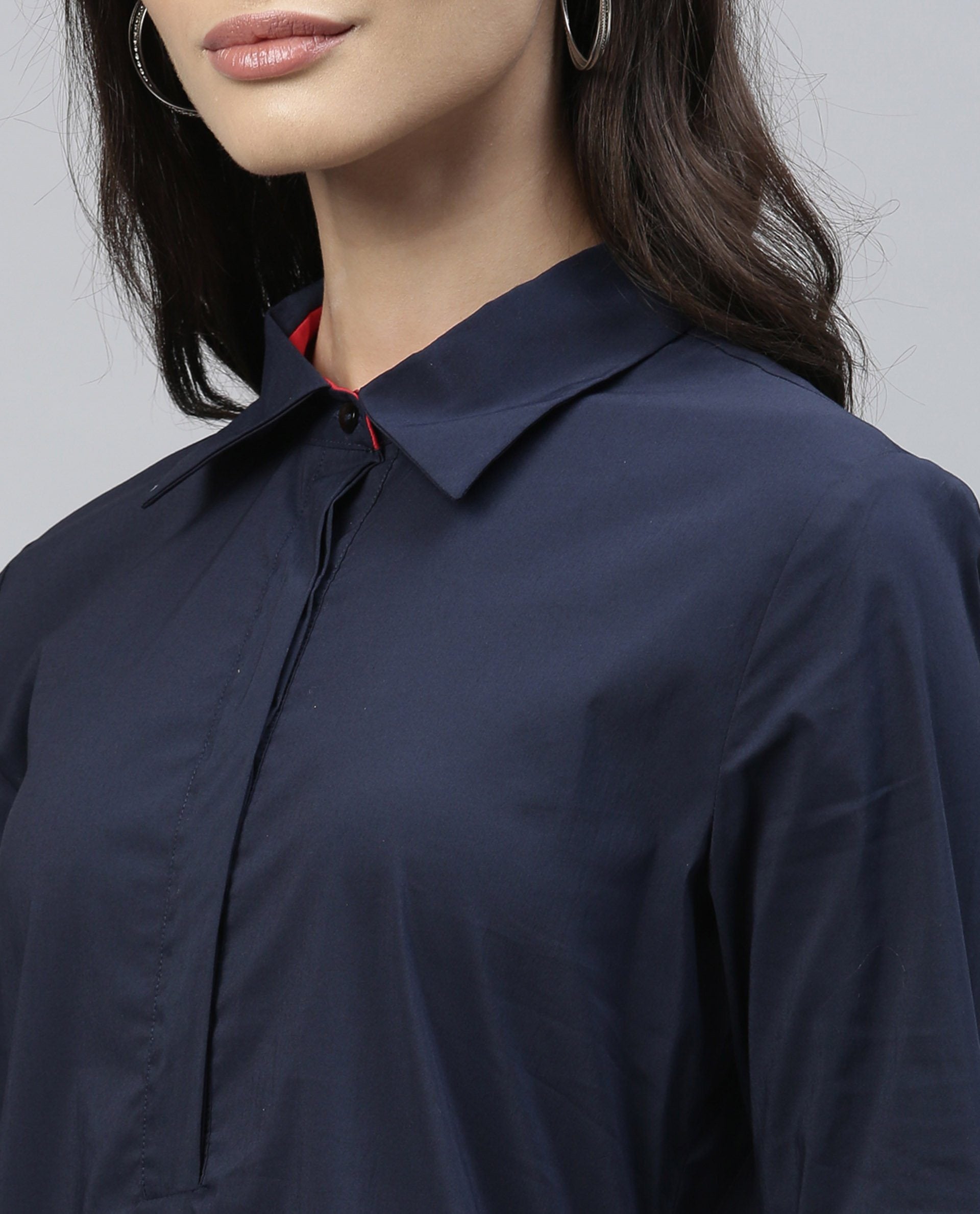 Rareism Women Dahlia Navy Dress Full Sleeves