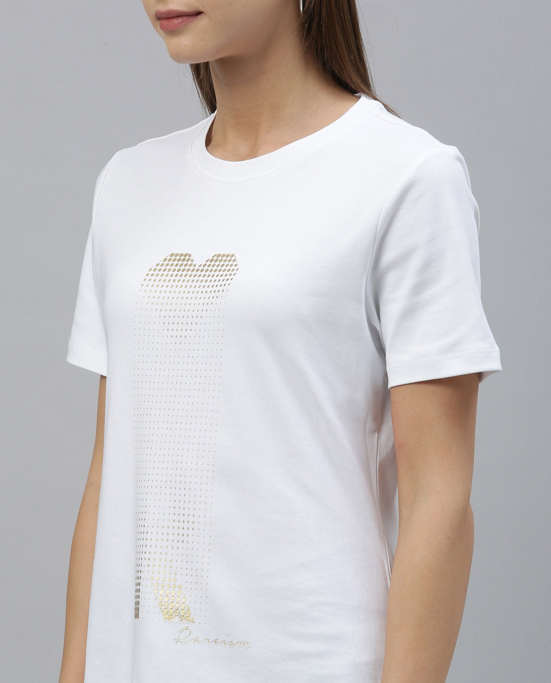 Rareism Women Basic Tee White Top Short Sleeves