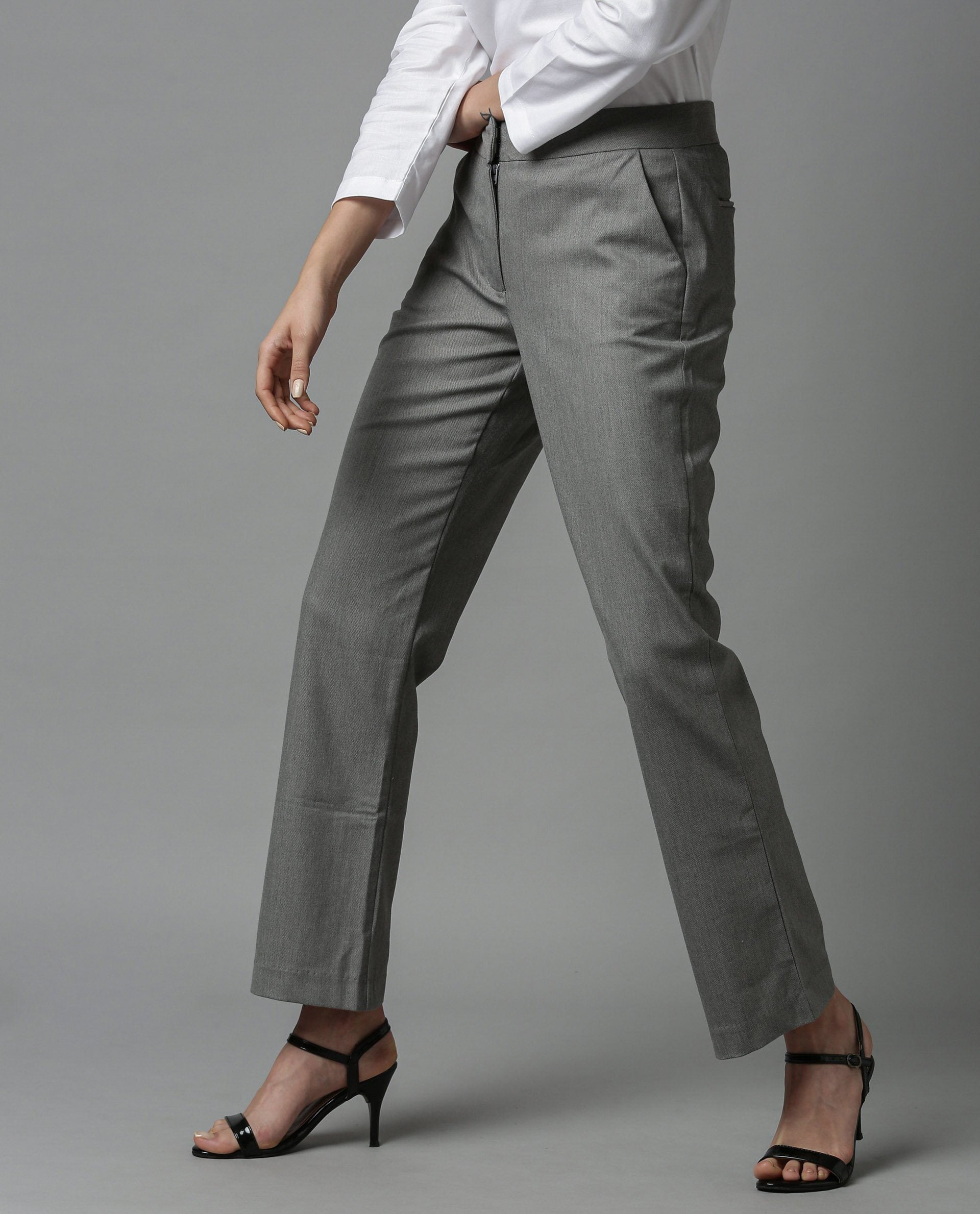 Rareism Women Club Grey Trousers