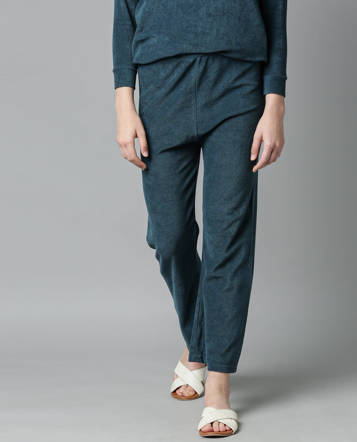 Rareism Women Magica Blue Trousers Knit Fabric Solid