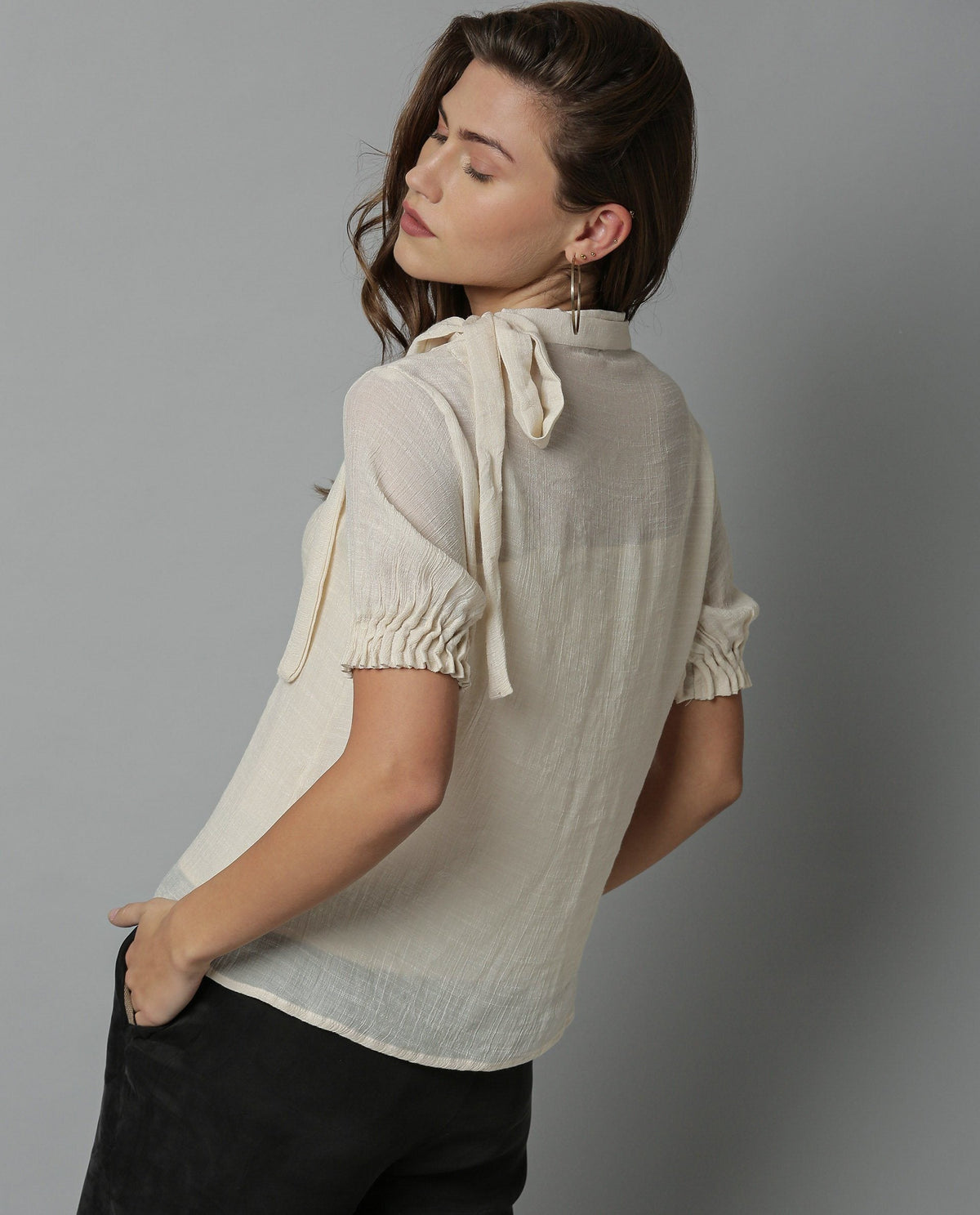 Rareism Women Sparrow Offwhite Top Short Sleeves