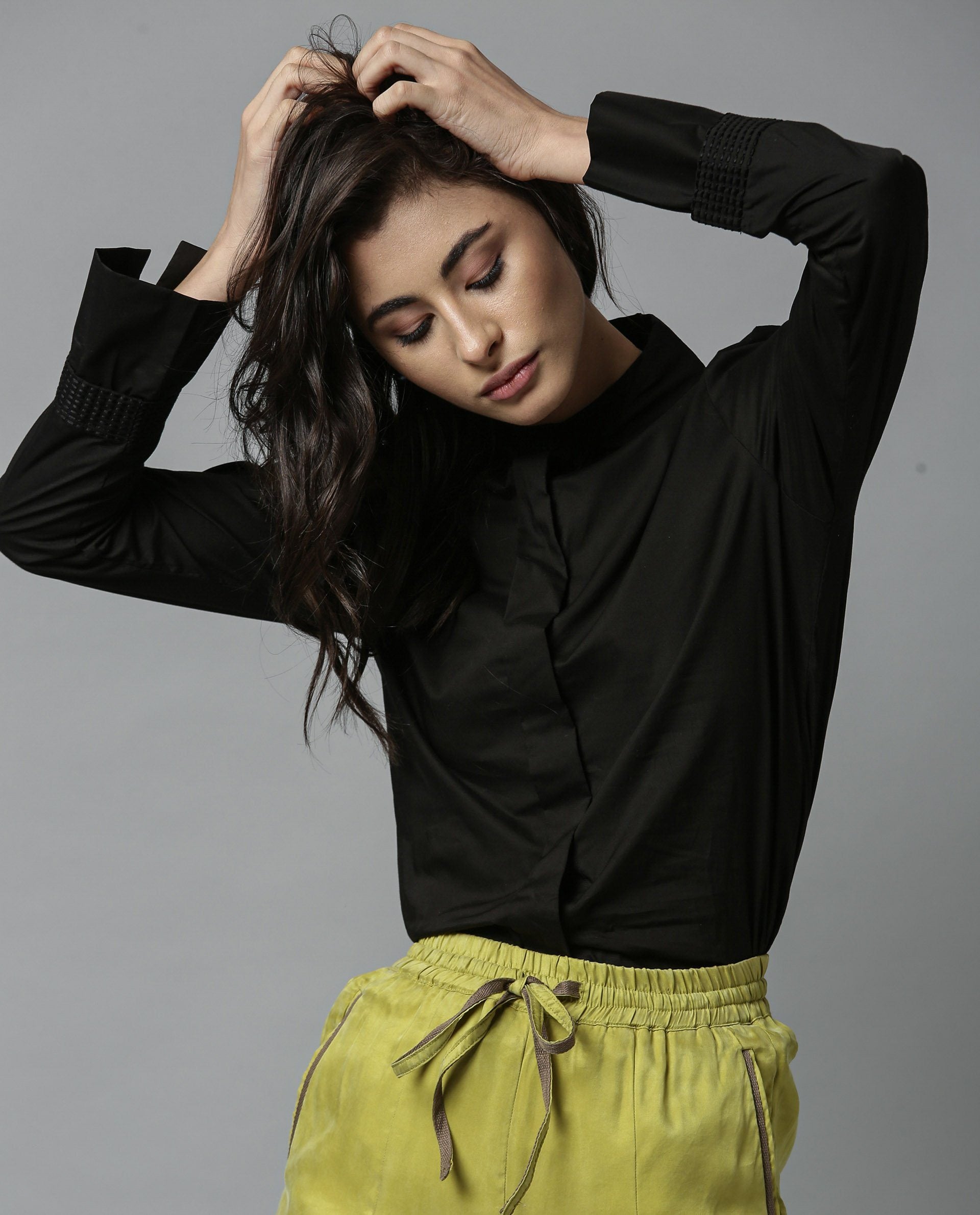 Rareism Women Daisy Black Top Full Sleeves