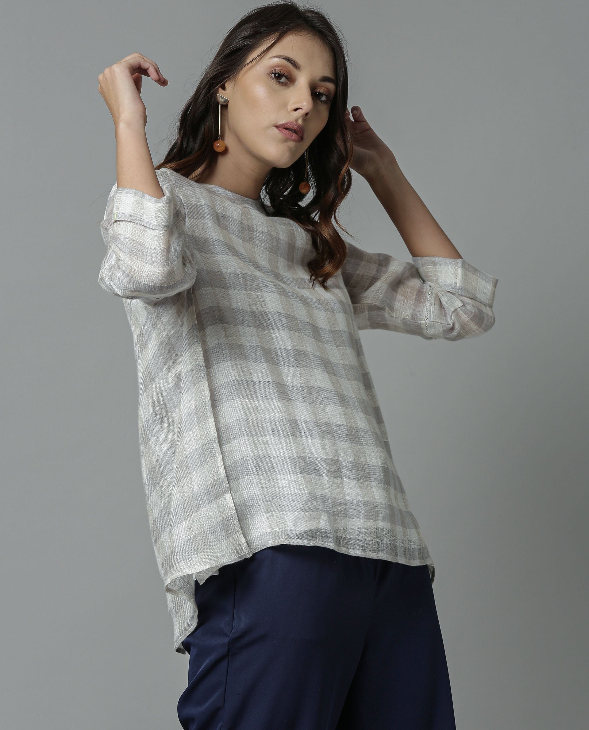 Rareism Women April Grey Top Full Sleeves