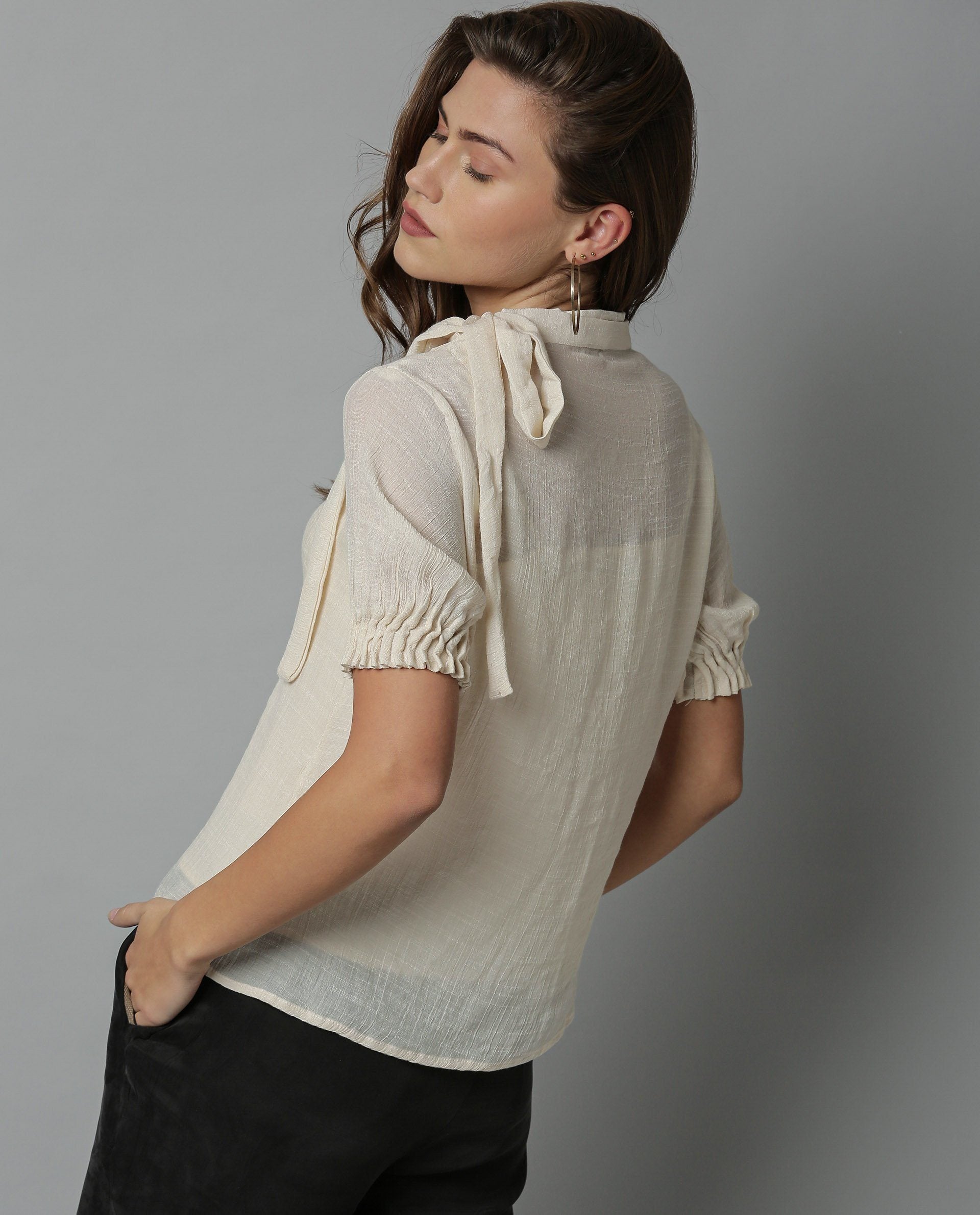 Rareism Women Sparrow Offwhite Top Short Sleeves