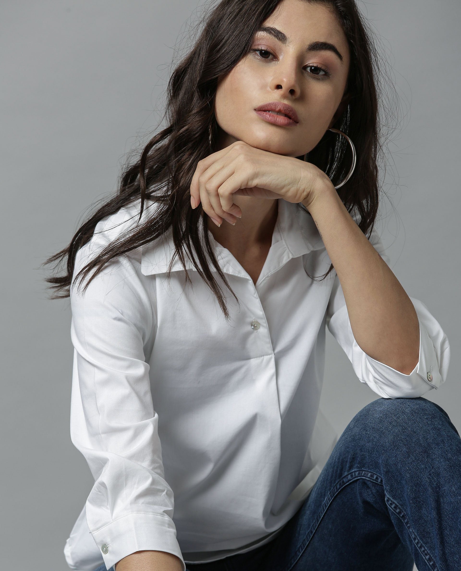 Rareism Women Abode White Top Short Sleeves Solid