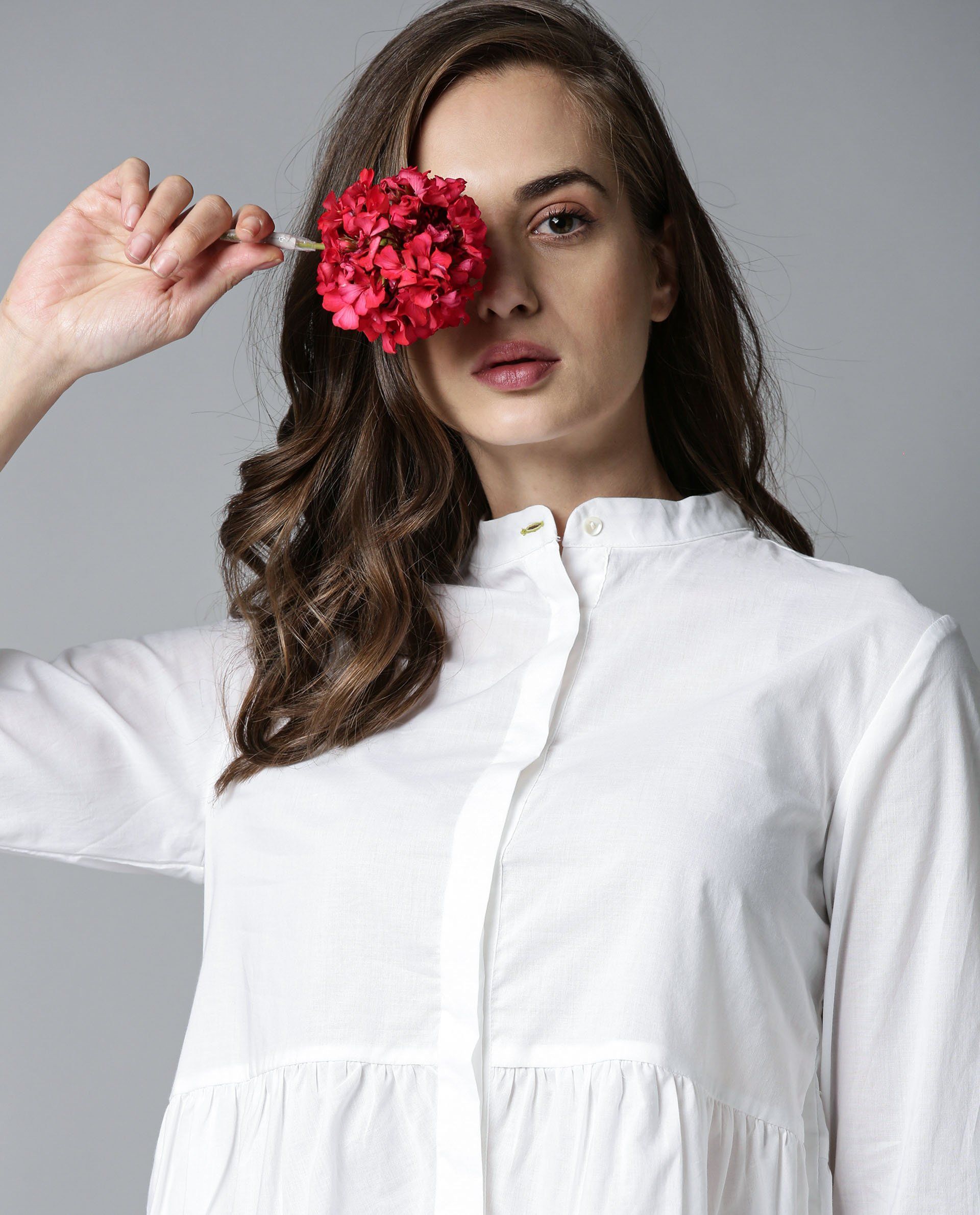 Rareism Women Voka White Top Full Sleeves Solid