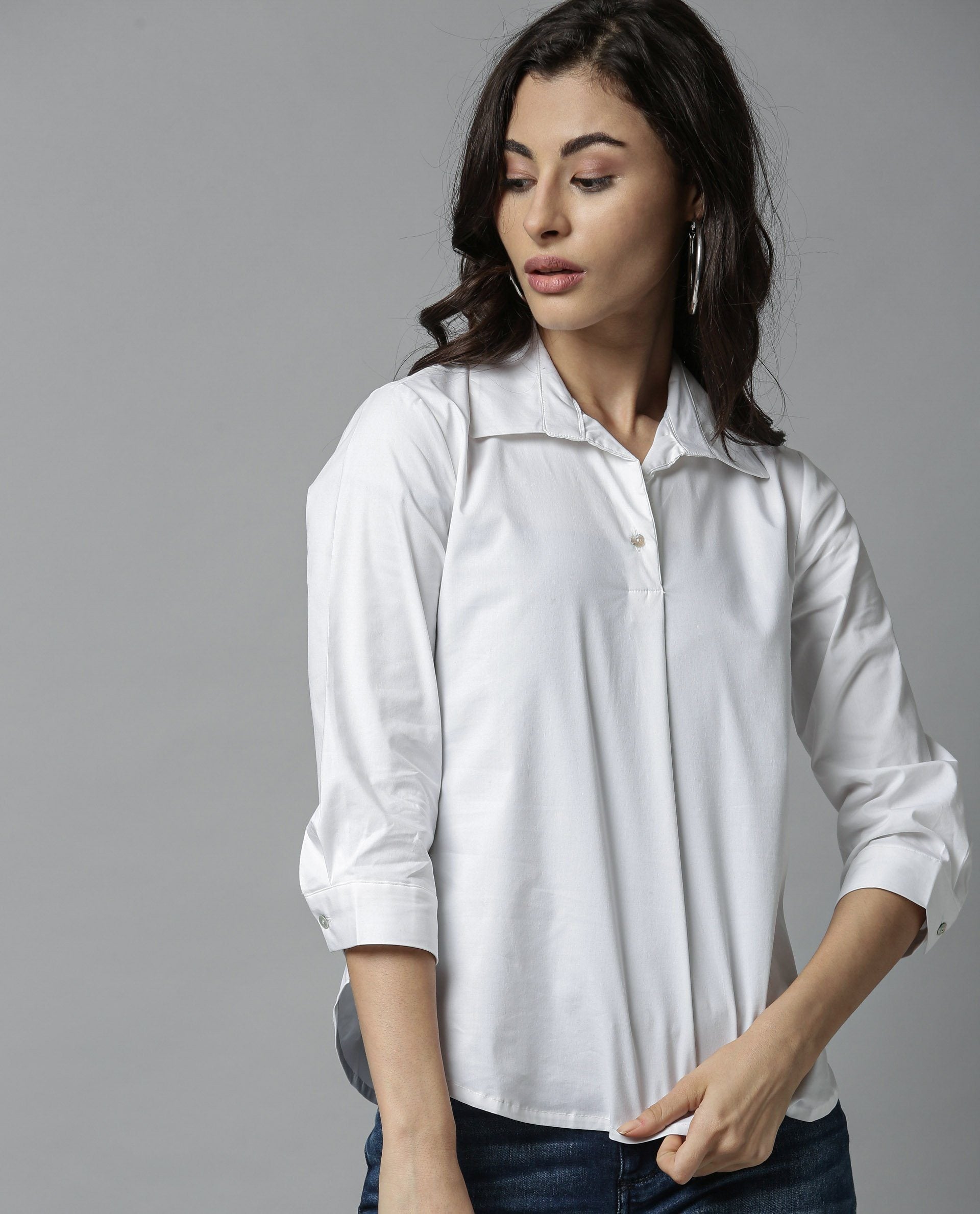 Rareism Women Abode White Top Short Sleeves Solid