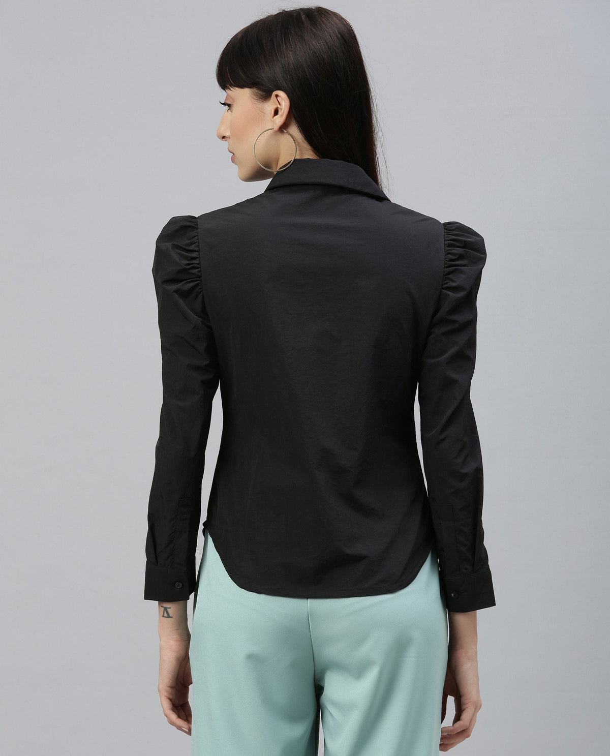 Rareism Women Tesla Black Top Full Sleeves Solid