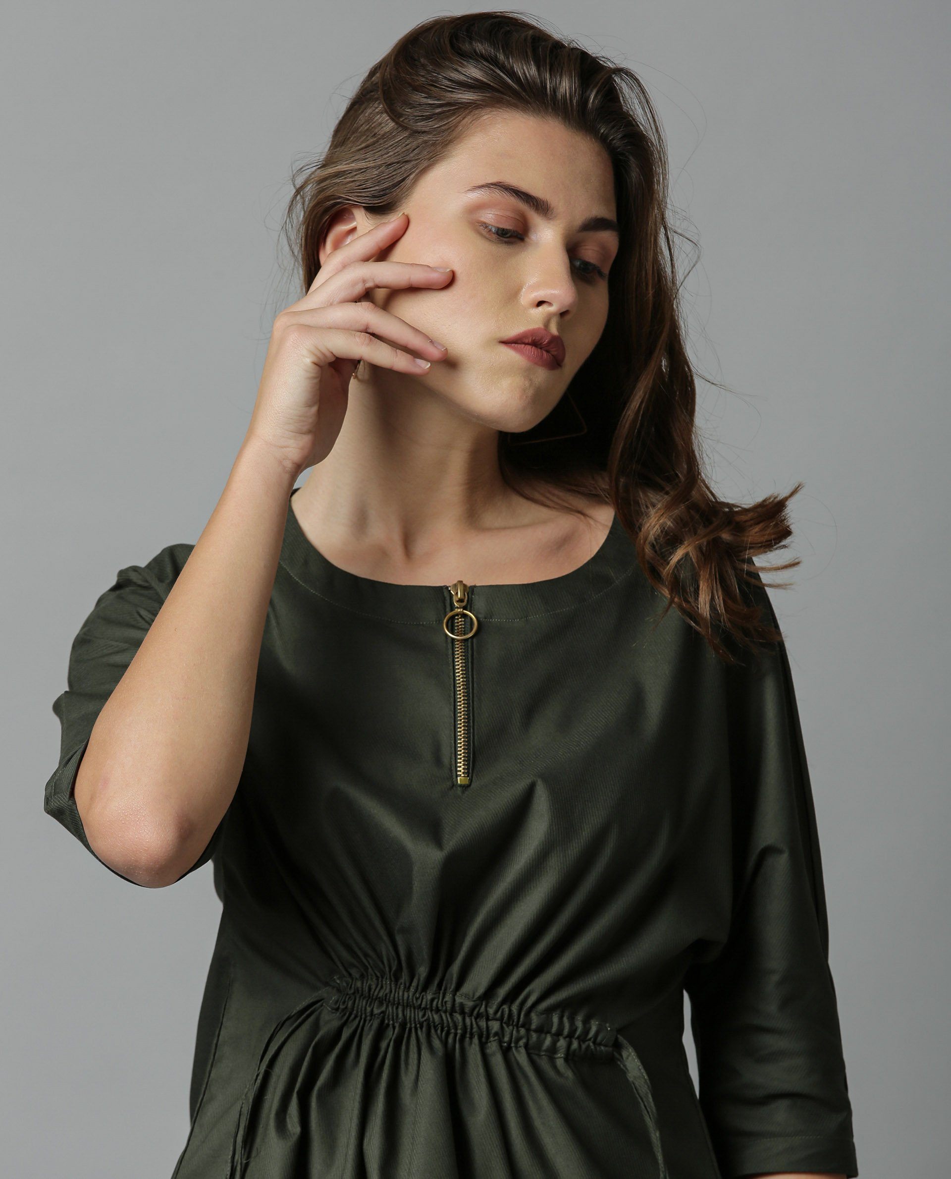 Rareism Women Fenny Green Top Short Sleeves Solid