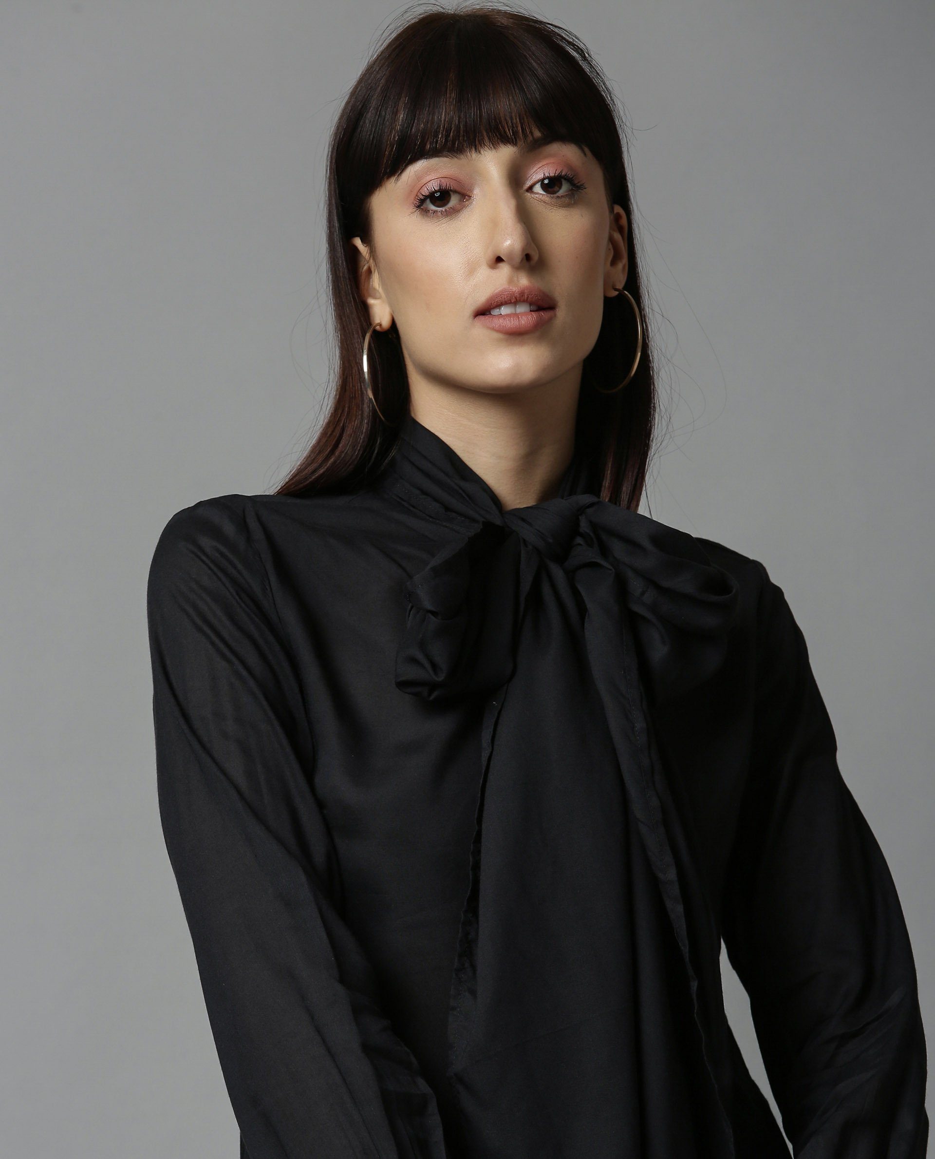 Rareism Women Melody Black Top Full Sleeves Solid