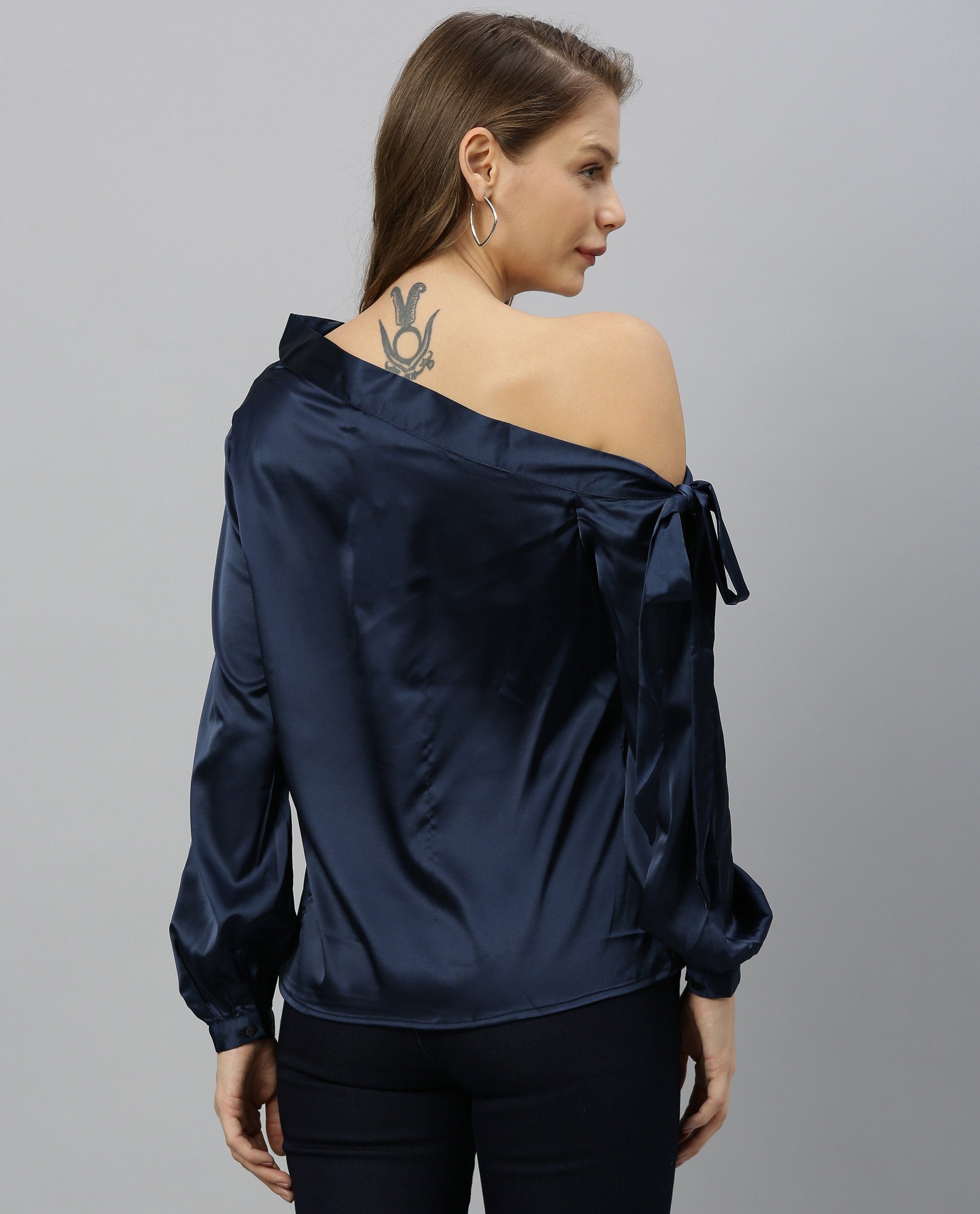 Rareism Women Rhapsody Navy Top Full Sleeves