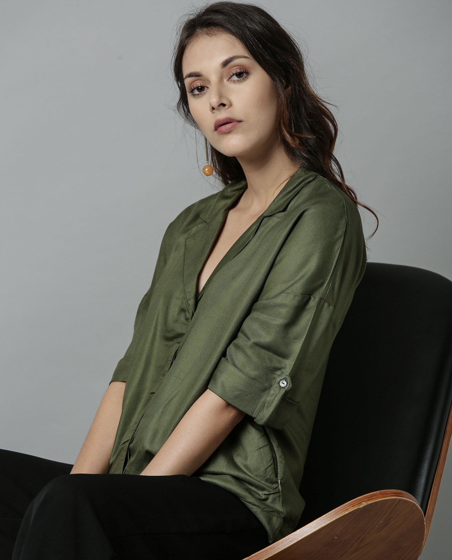 Rareism Women Percy Green Top Short Sleeves Solid