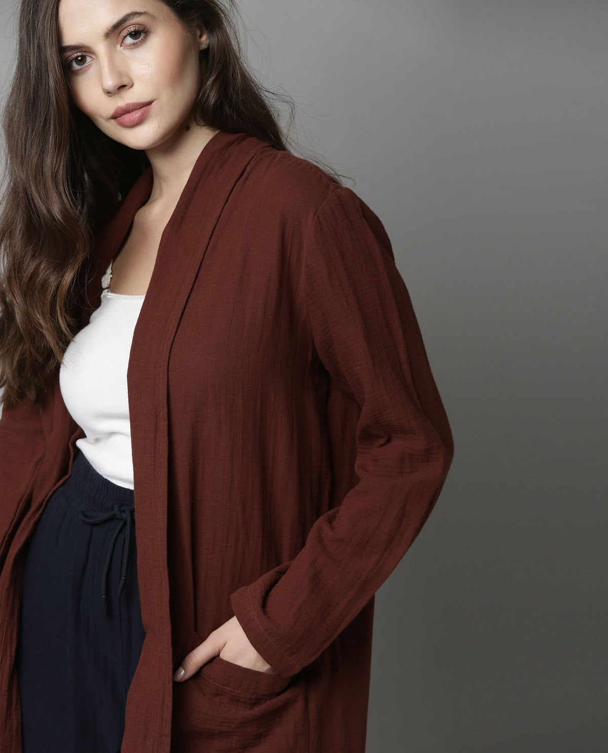 Rareism Women Slop Brown Overlayer Solid