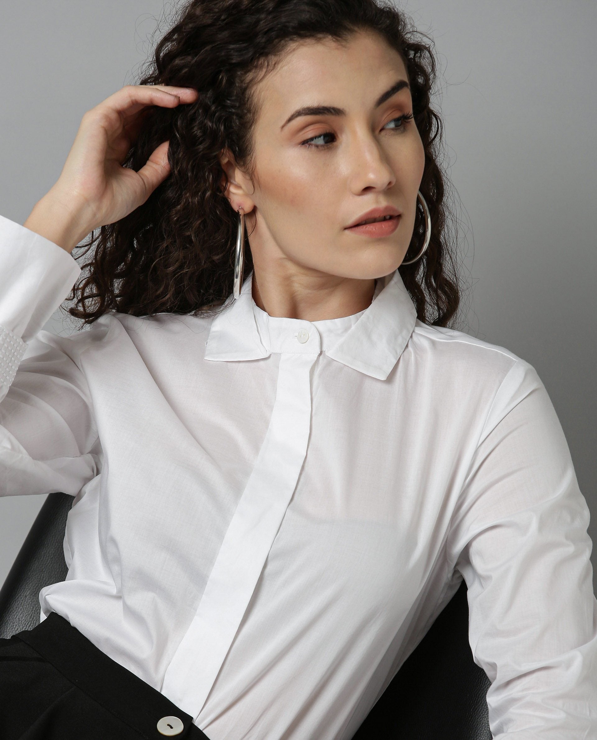 Rareism Women Daisy White Top Full Sleeves