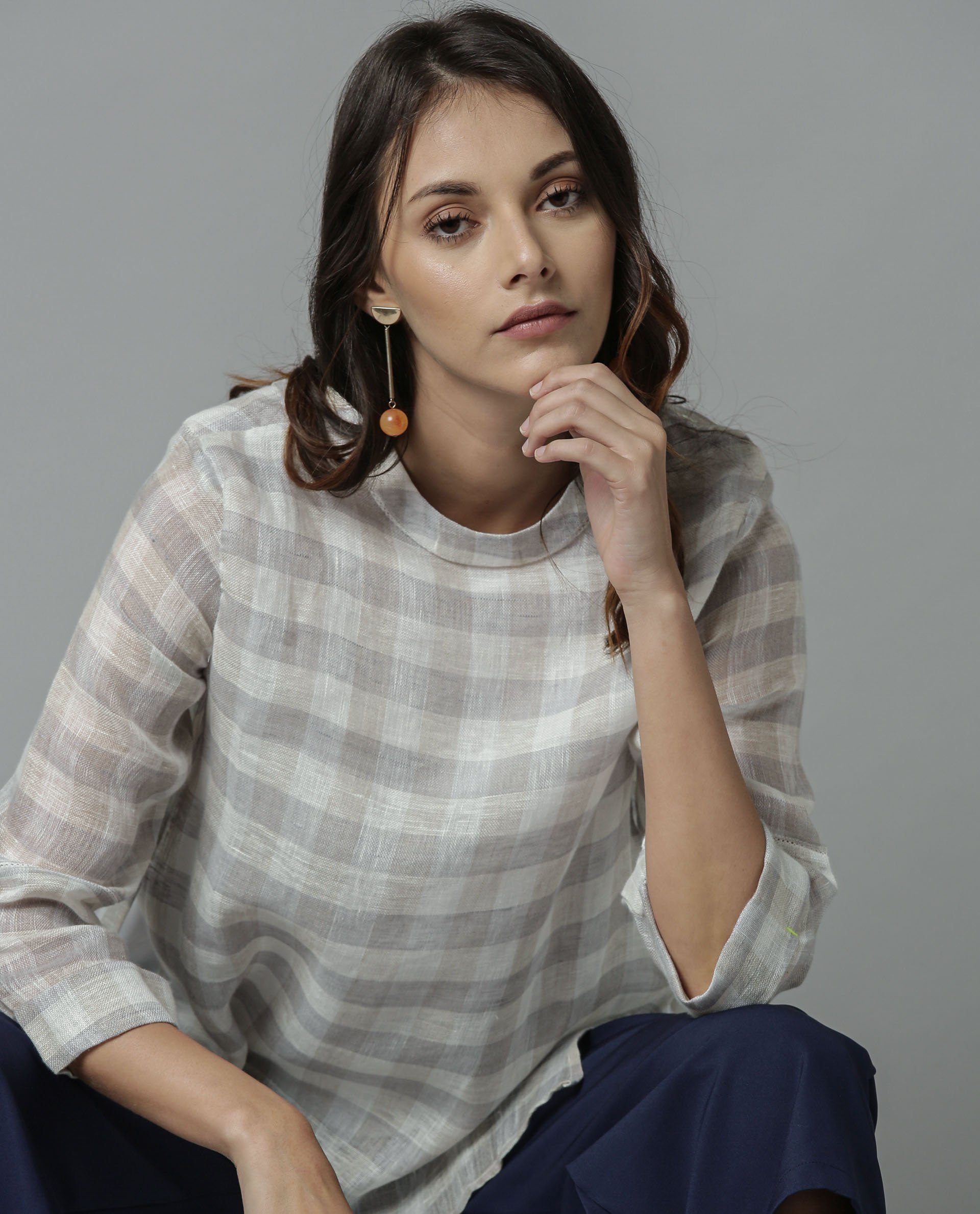 Rareism Women April Grey Top Full Sleeves