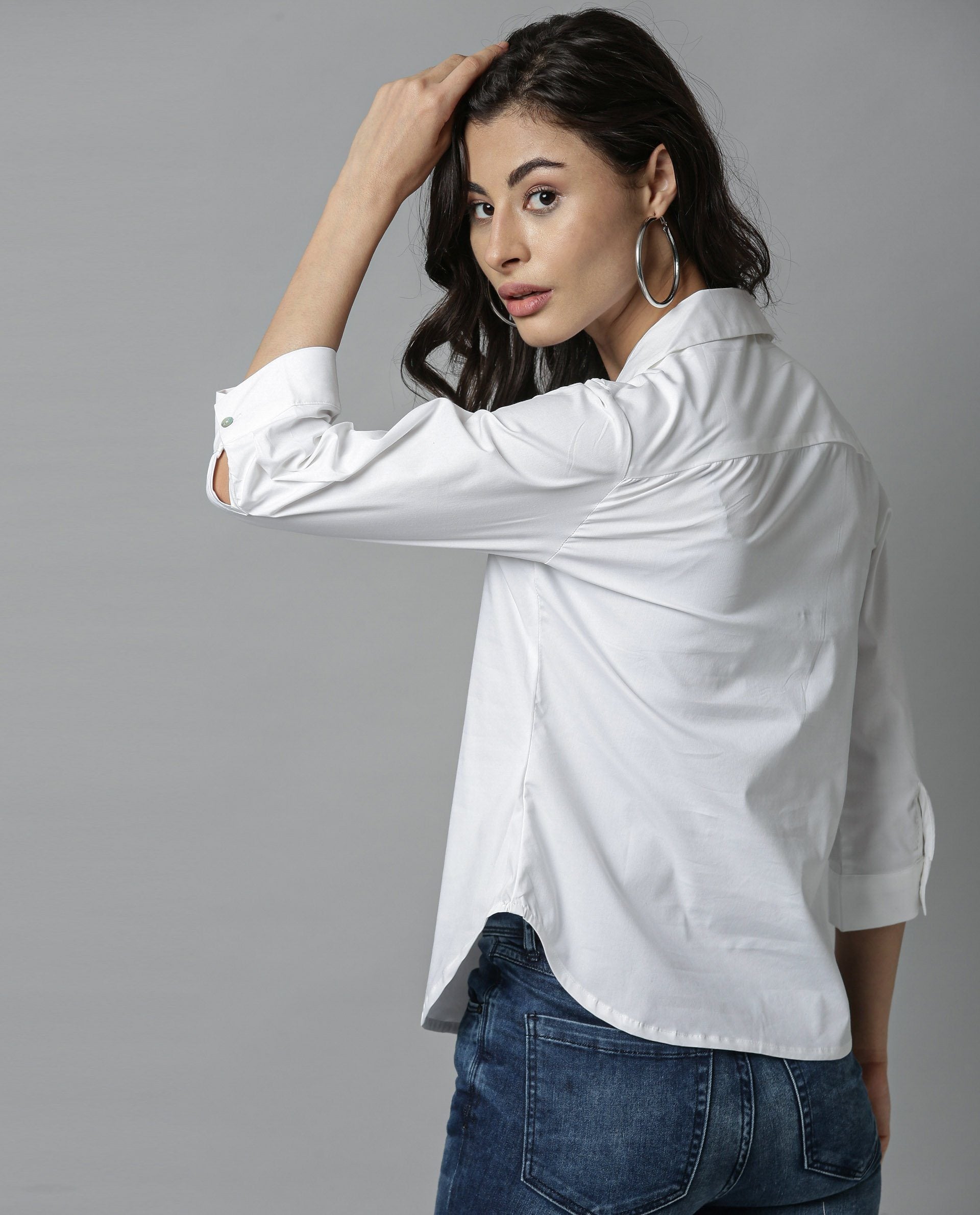 Rareism Women Abode White Top Short Sleeves Solid