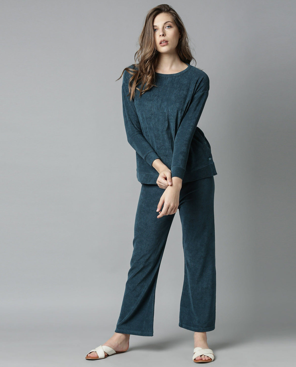 Rareism Women Magica Blue Trousers Knit Fabric Solid