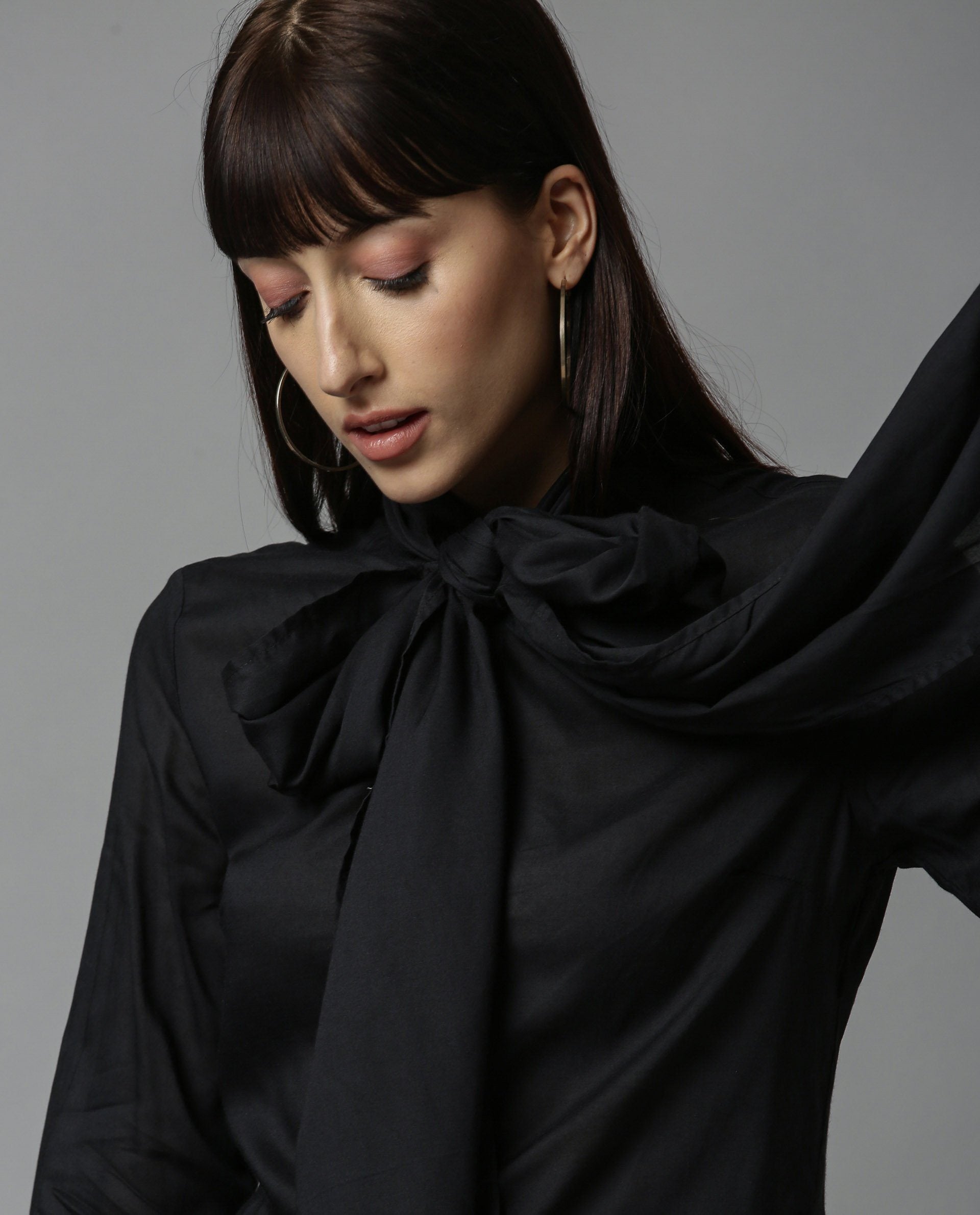Rareism Women Melody Black Top Full Sleeves Solid