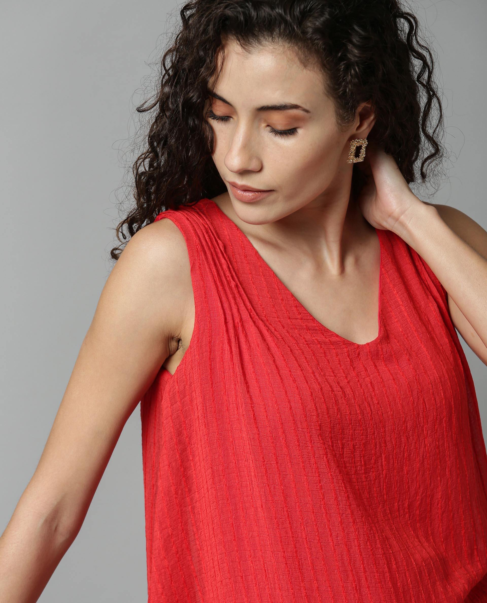 Rareism Women Cosmo Red Top Sleeveless