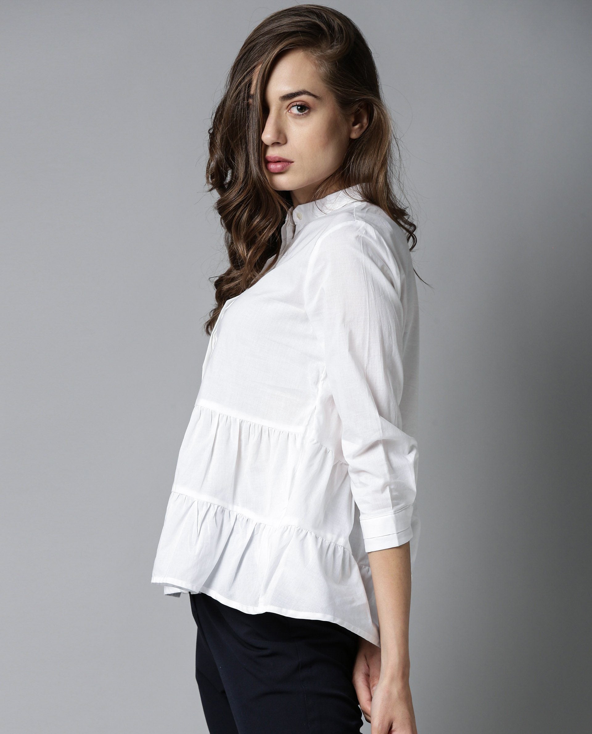 Rareism Women Voka White Top Full Sleeves Solid