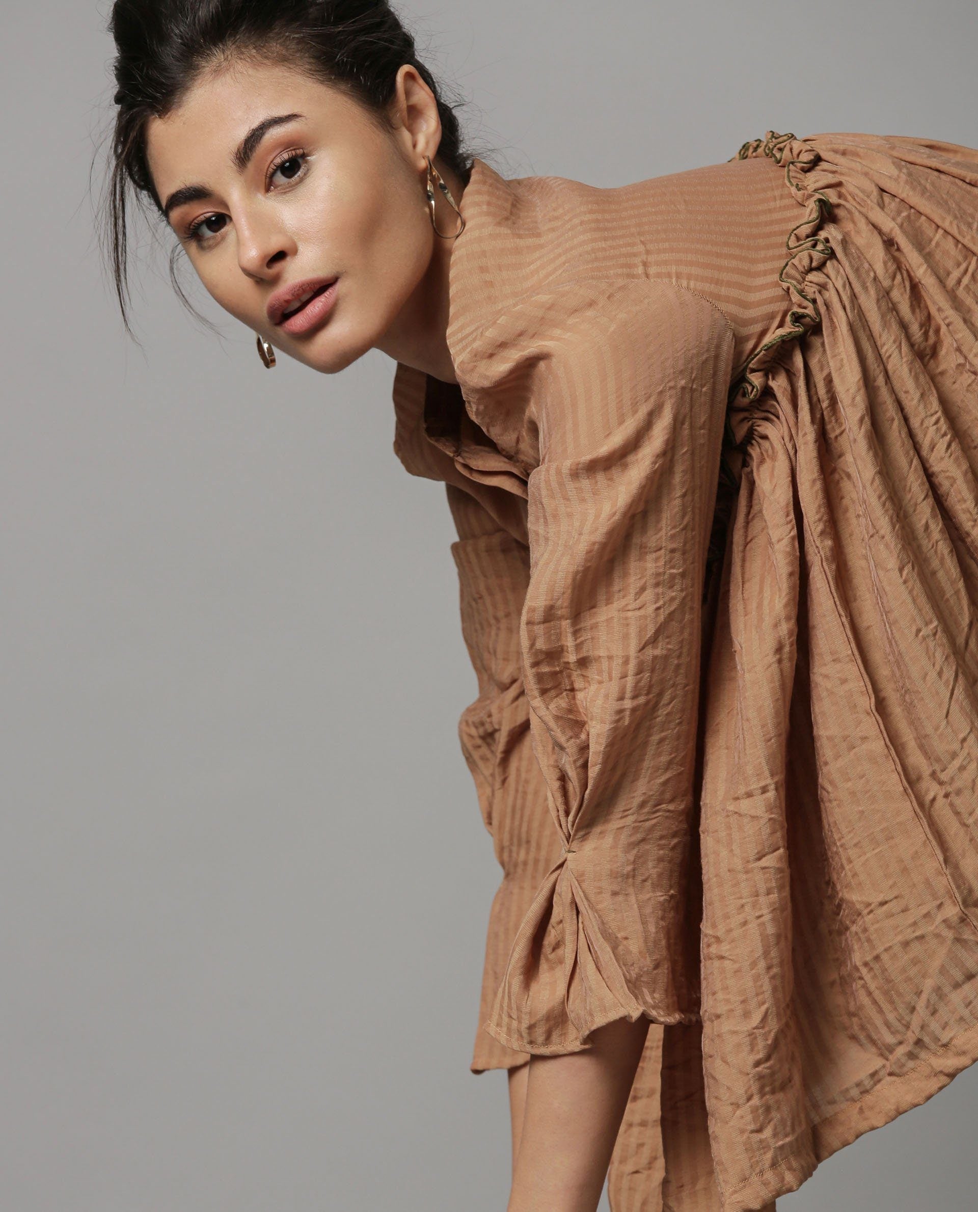 Rareism Women Poetry Brown Top Full Sleeves