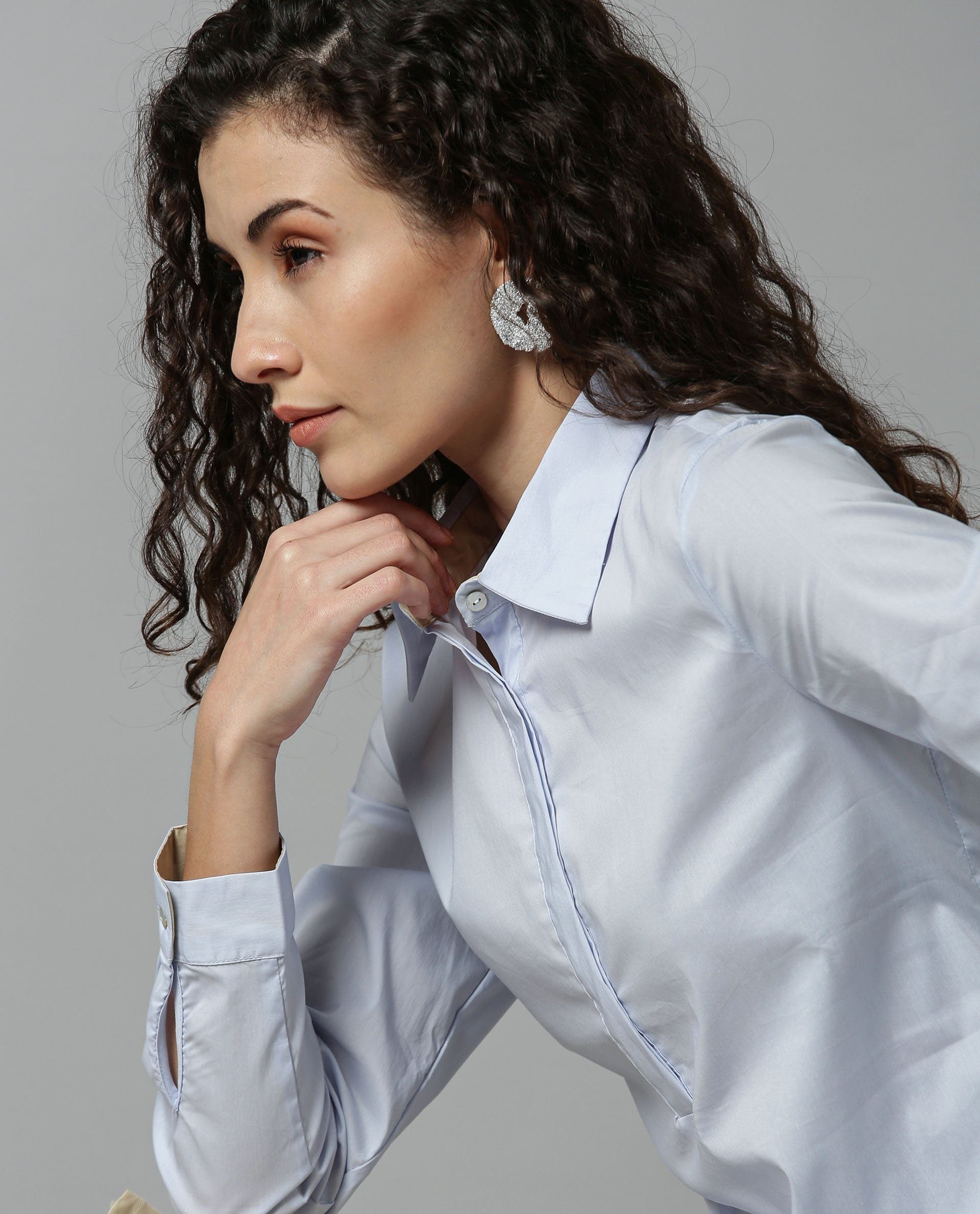 Rareism Women Dahlia Blue Dress Full Sleeves