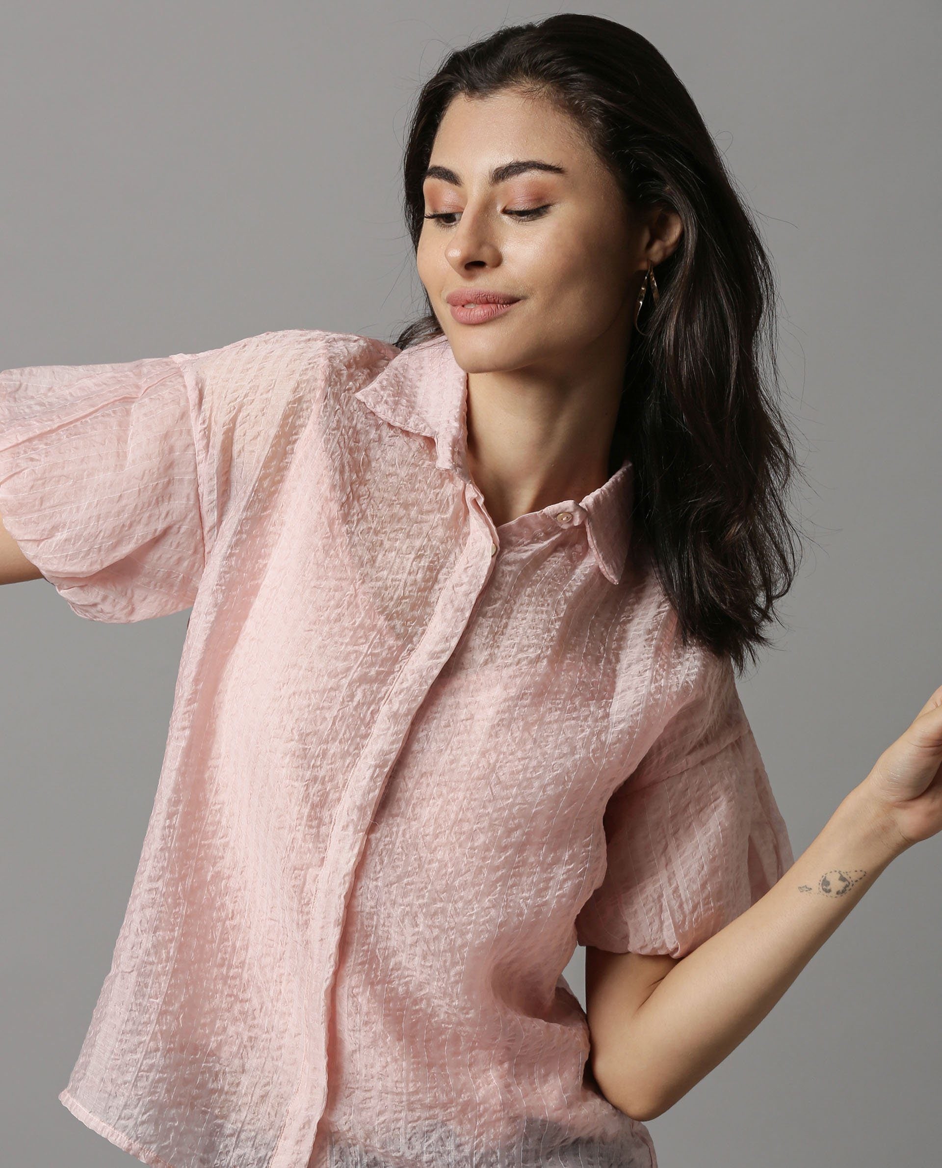 Rareism Women Highness Pink Top Short Sleeves