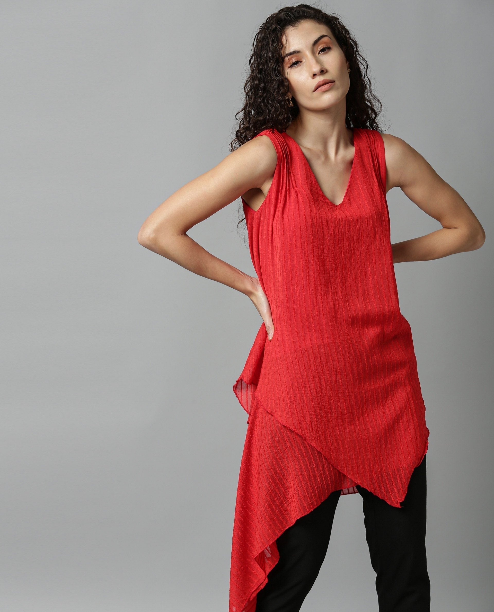 Rareism Women Cosmo Red Top Sleeveless