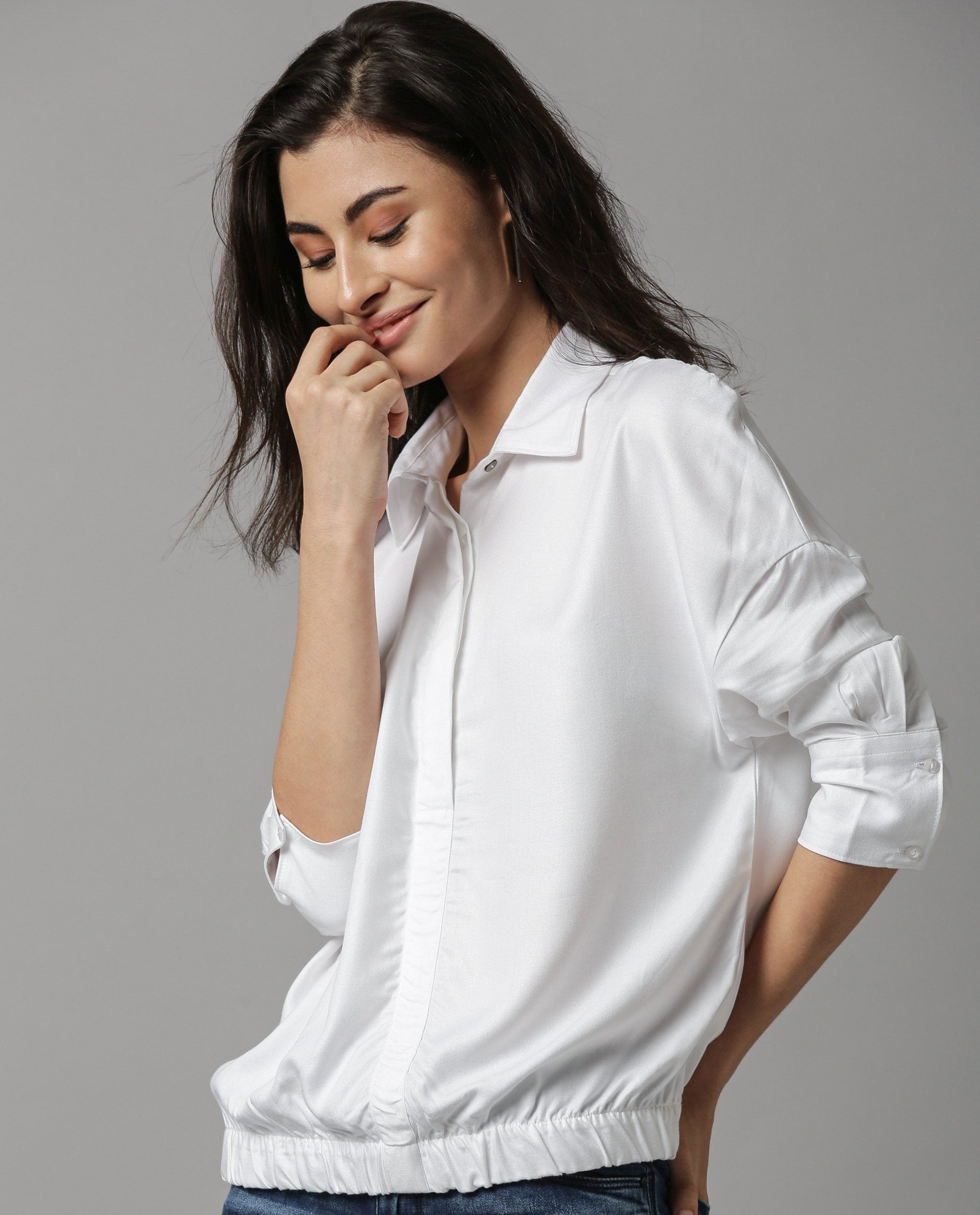 Rareism Women Dupe White Top Short Sleeves Solid