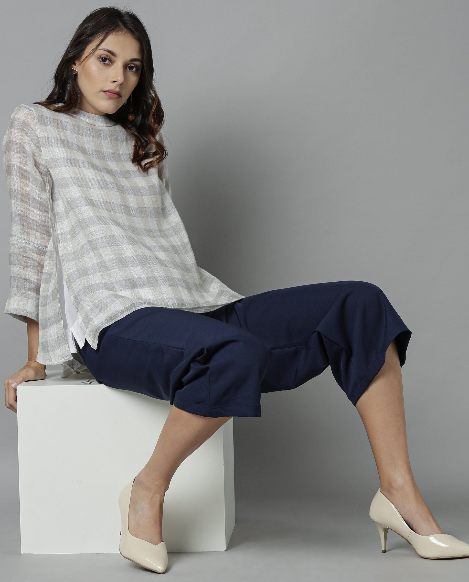 Rareism Women April Grey Top Full Sleeves