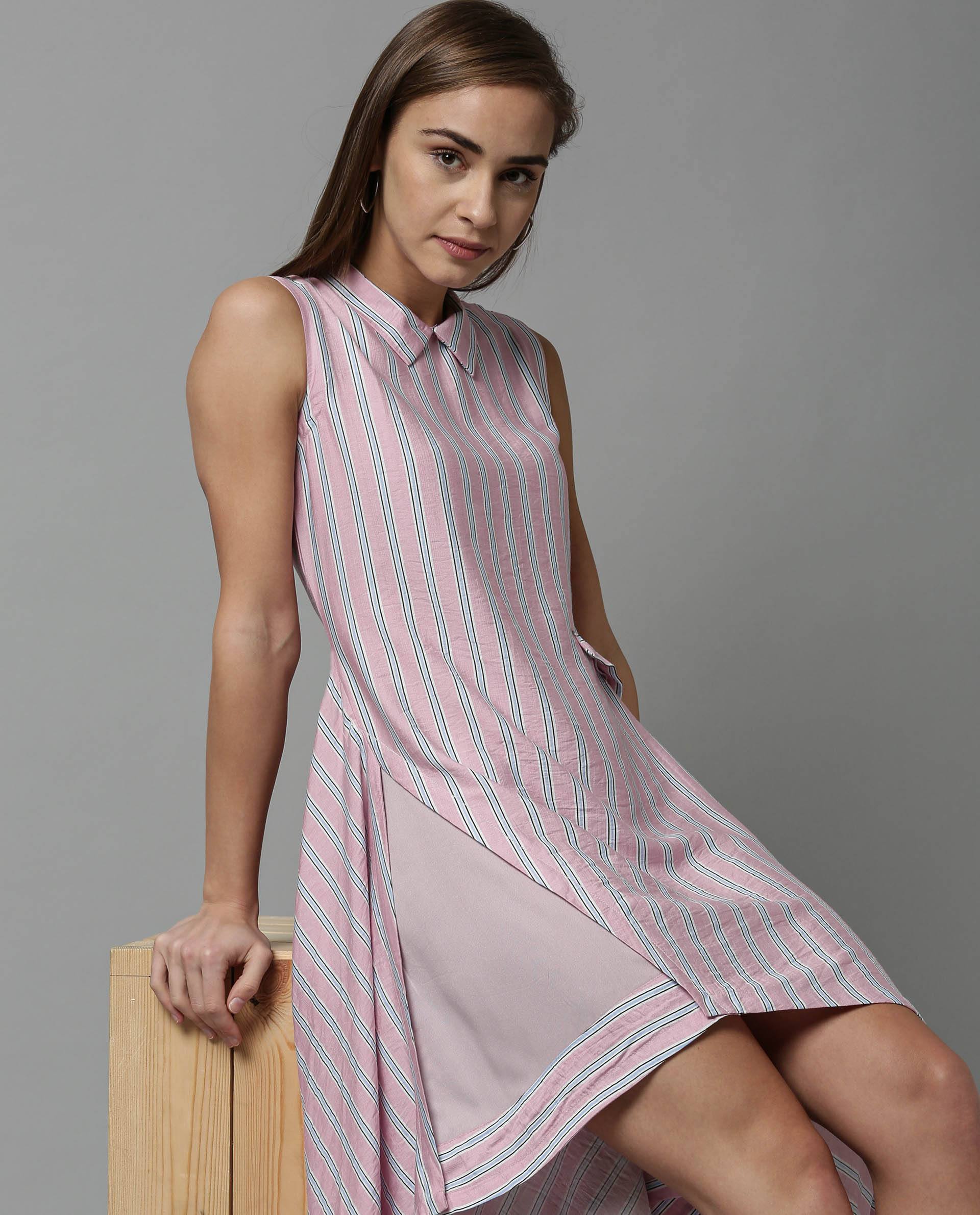 Rareism Women Page Pink Dress Sleeveless