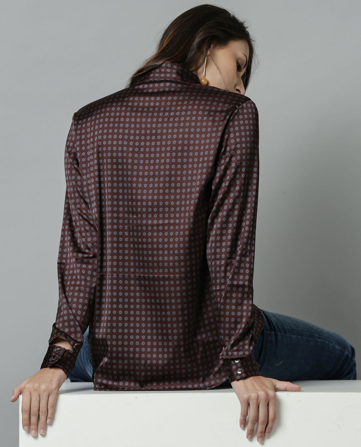 Rareism Women Float Brown Top Full Sleeves Solid