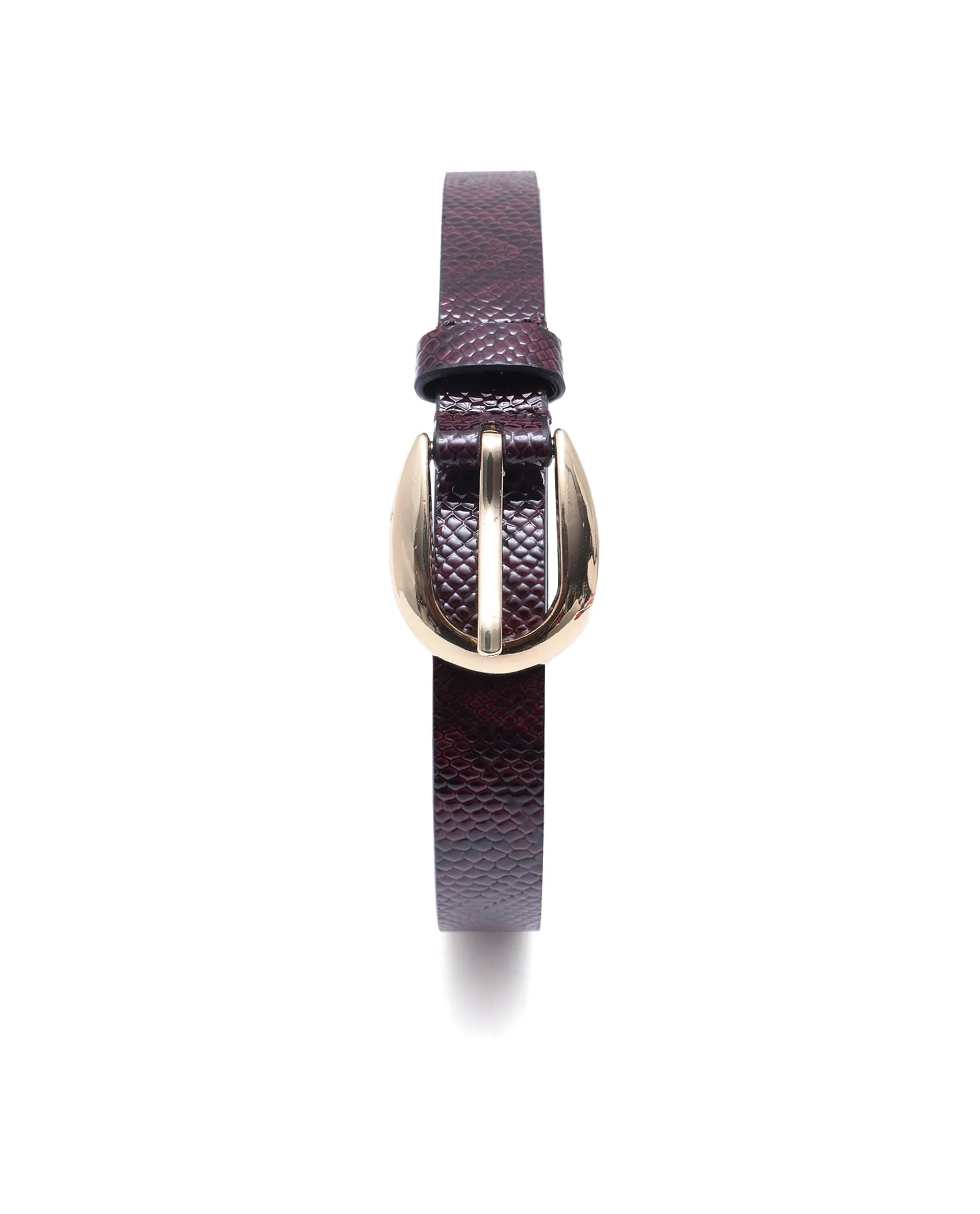Rareism Women Pine Burgandy Belt
