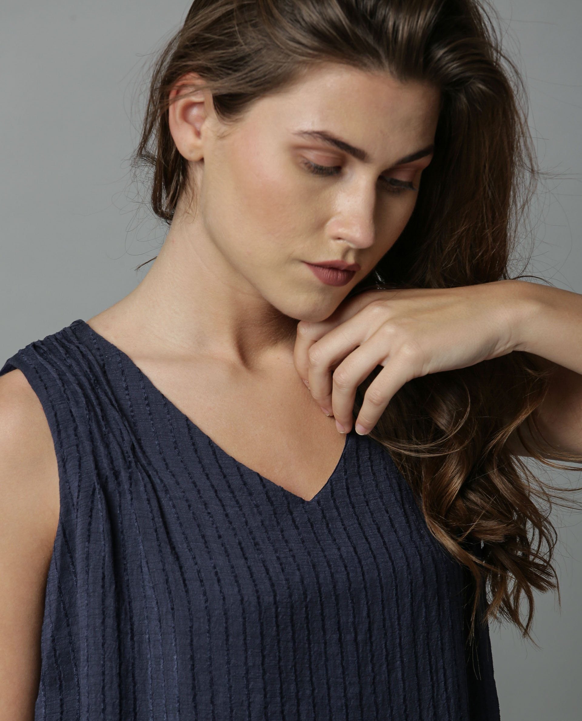 Rareism Women Cosmo Navy Top Sleeveless