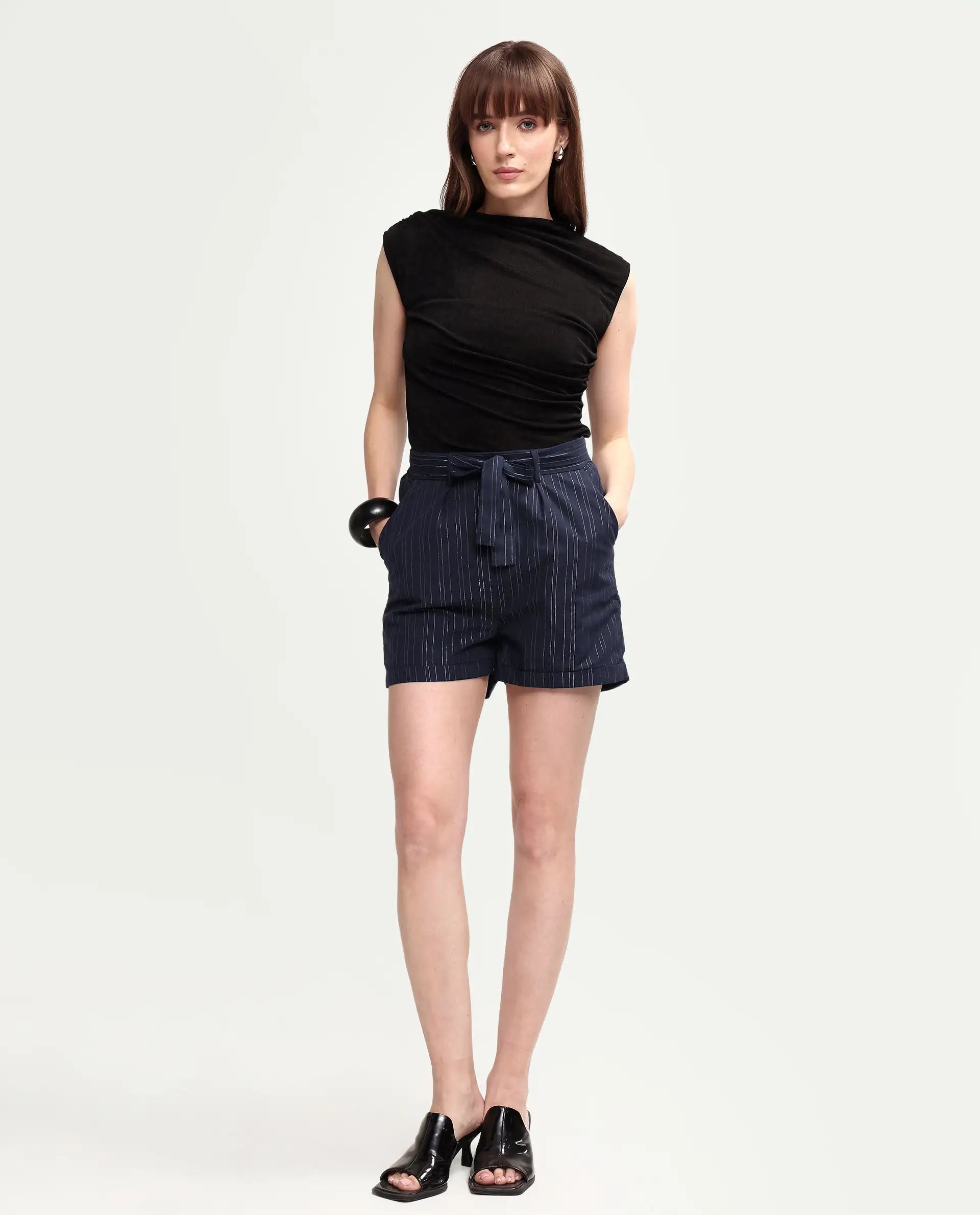 Rareism Women Plot - Shorts Navy Shorts Solid