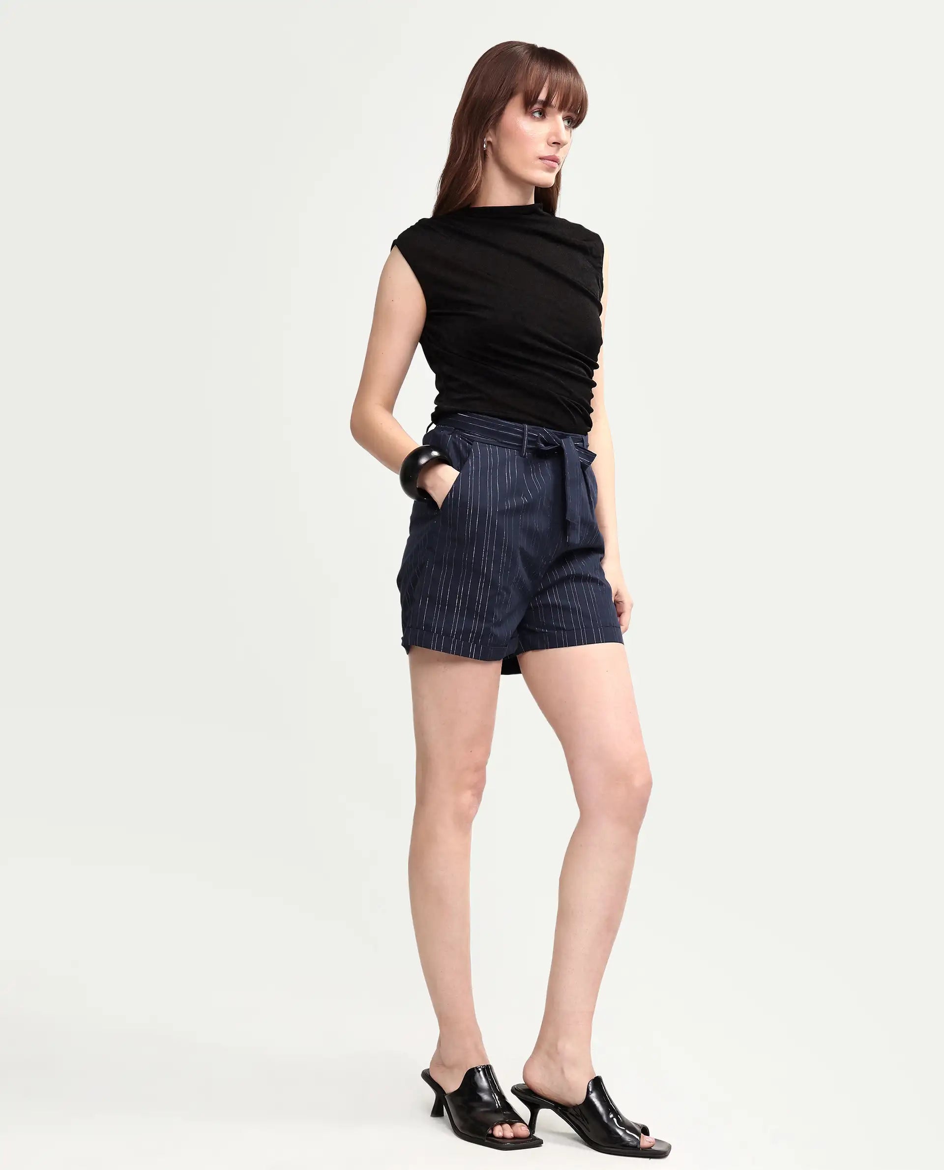 Rareism Women Plot - Shorts Navy Shorts Solid