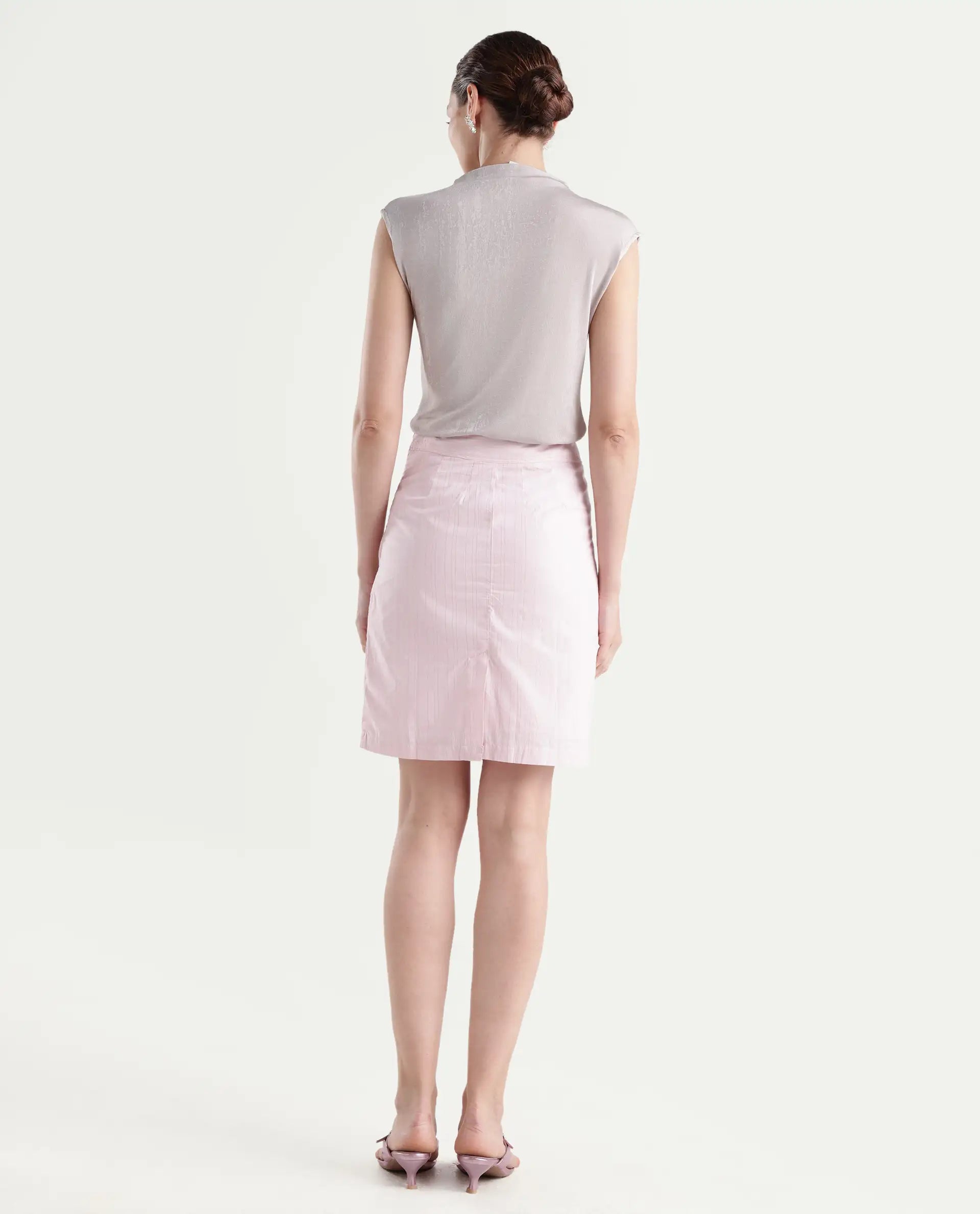Rareism Women Plot-Skirt Pink Skirt