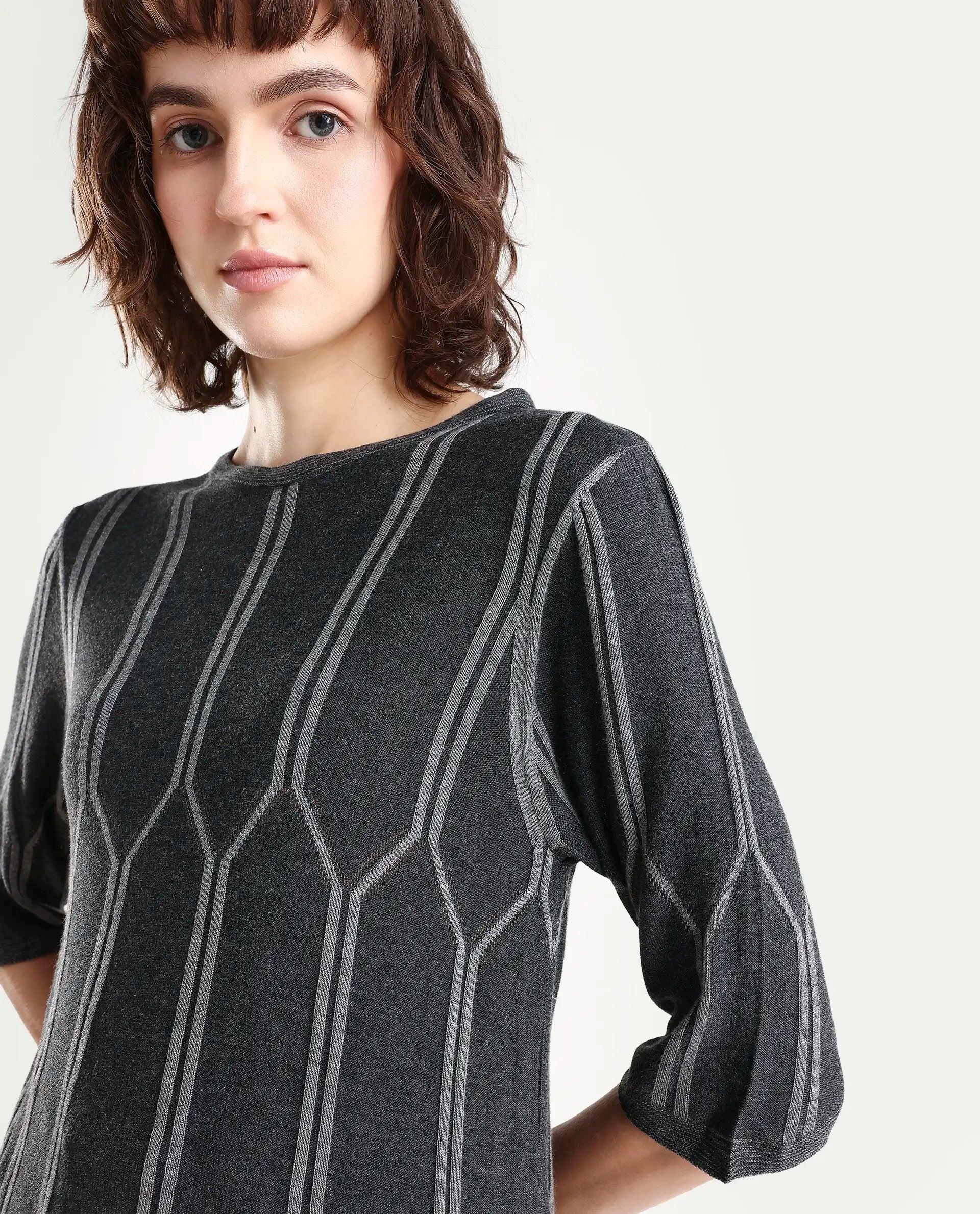 Rareism Women Orate Black Top Short Sleeves