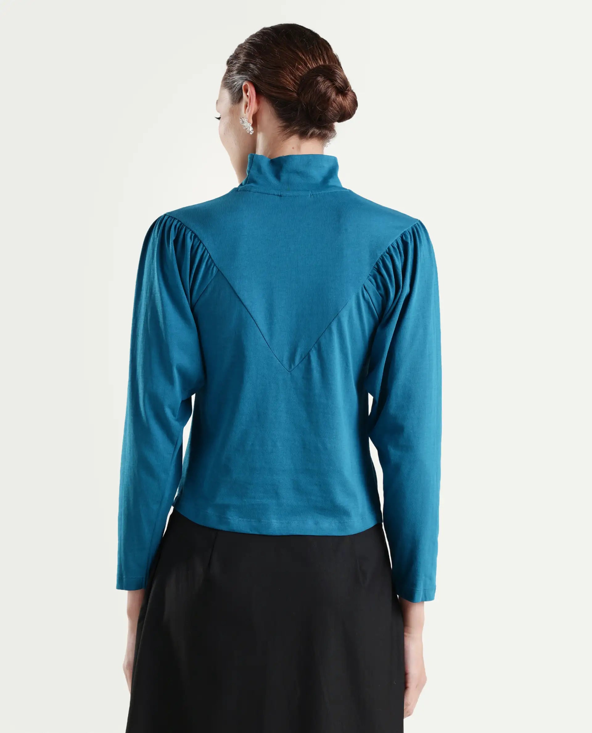 Rareism Women Lothy Blue T-Shirt Full Sleeves