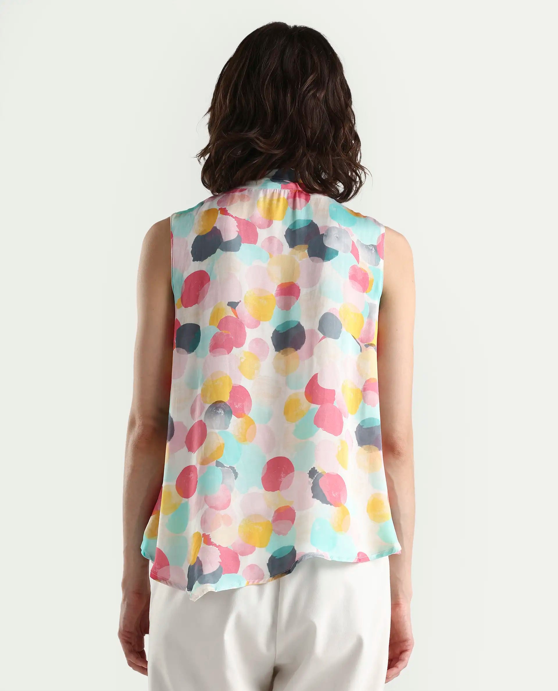 Rareism Women's Isro Pink Modal Abstract Print Top