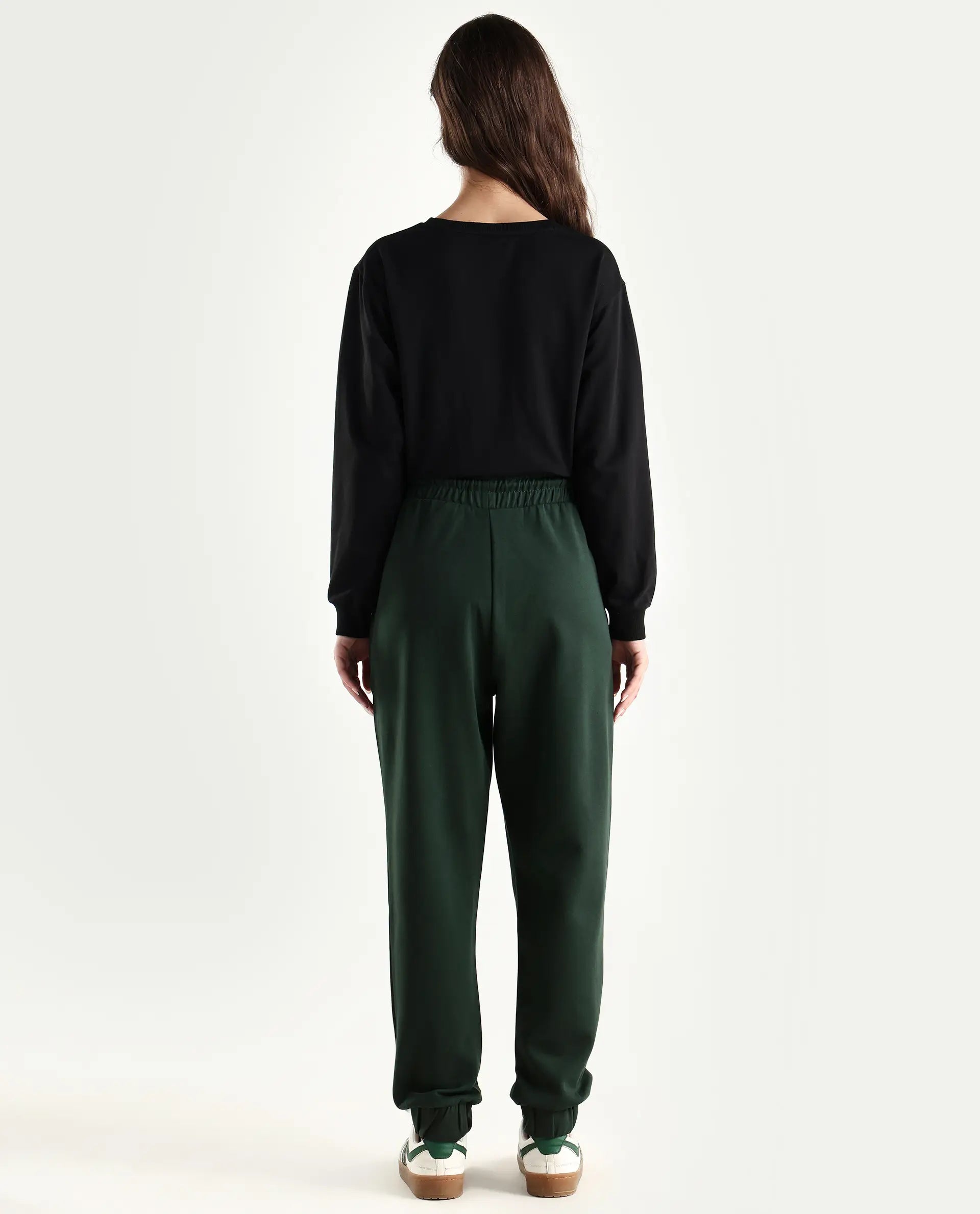 Rareism Women's Heavy Weight Interlock 340 Gsm Cotton Blend Plain Ankle Length Relaxed Fit Track Pant