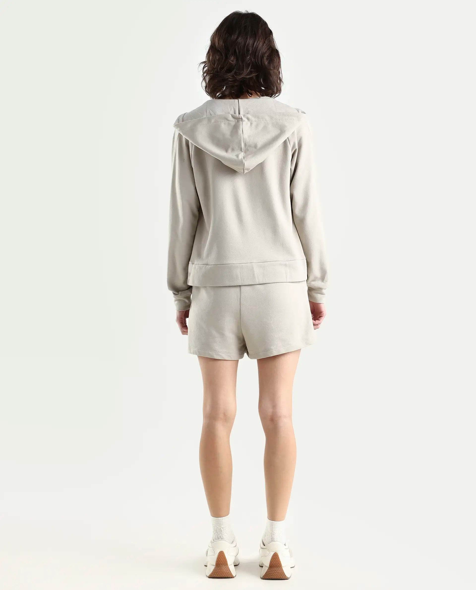 Rareism Women's Medium Weight Terry 290 Gsm Cotton Blend Plain Mini Relaxed Fit Shorts