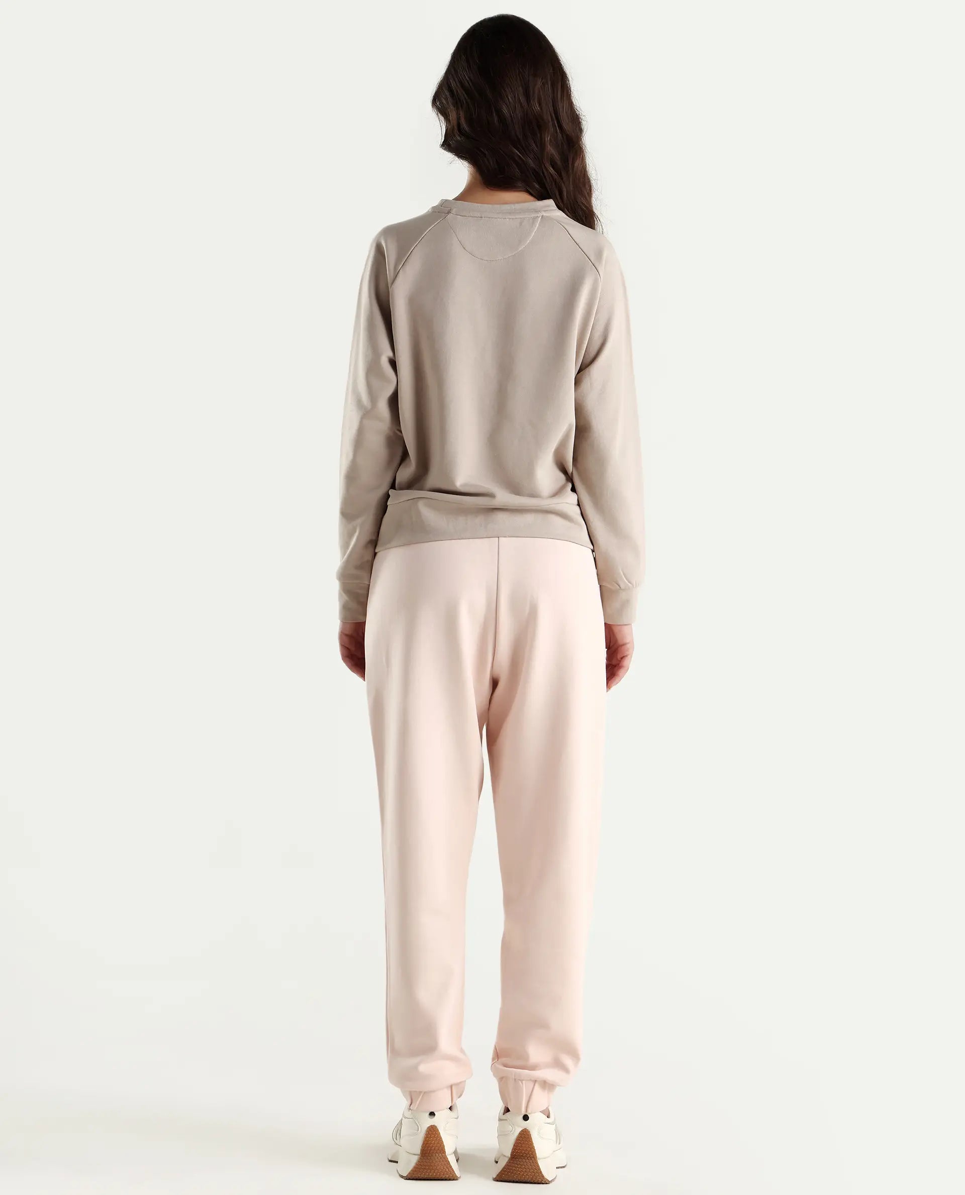 Rareism Women's Heavy Weight Interlock 340 Gsm Cotton Blend Plain Ankle Length Relaxed Fit Track Pant