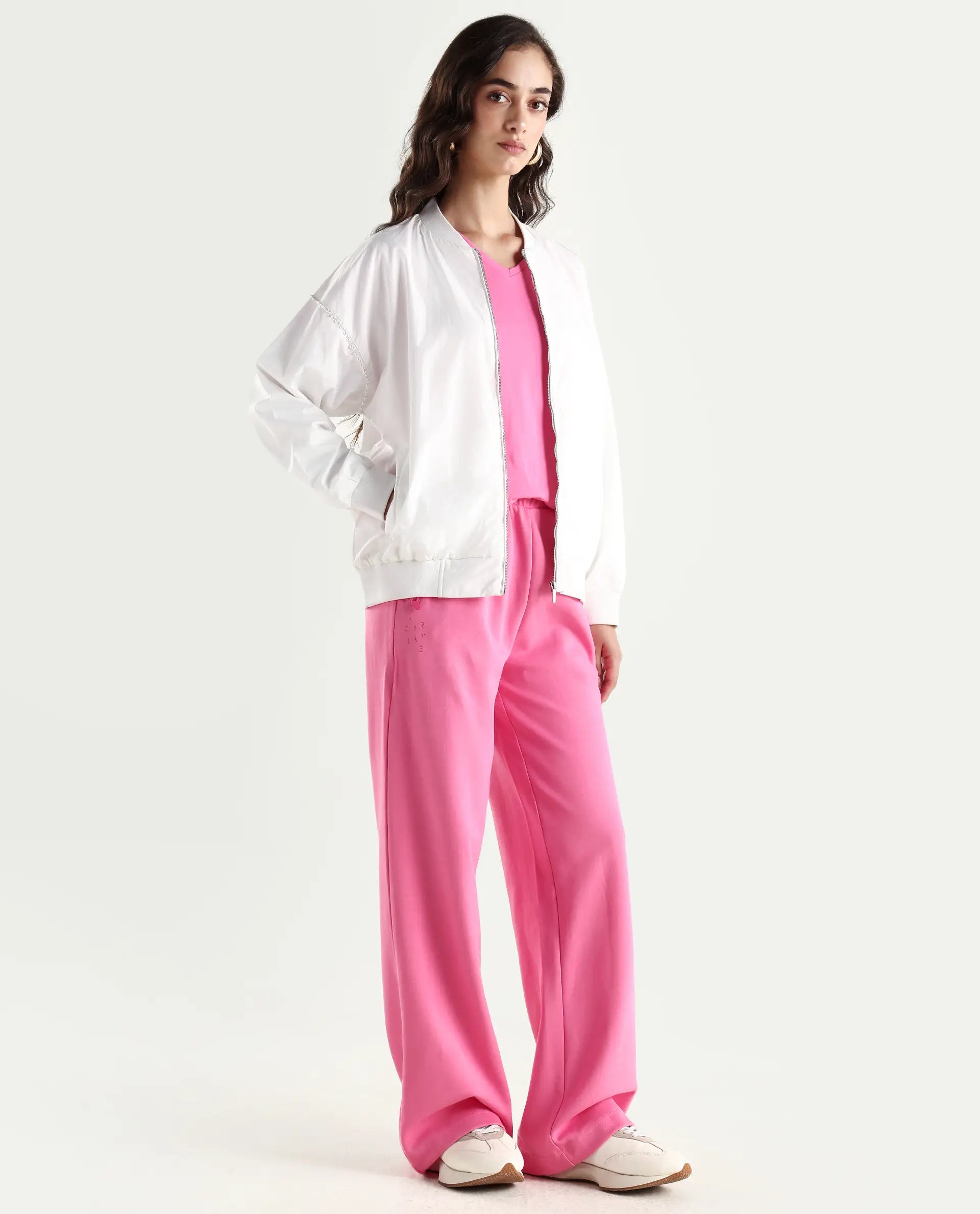 Rareism Women's Heavy Weight Interlock 340 Gsm Cotton Blend Plain Ankle Length Relaxed Fit Track Pant Flared