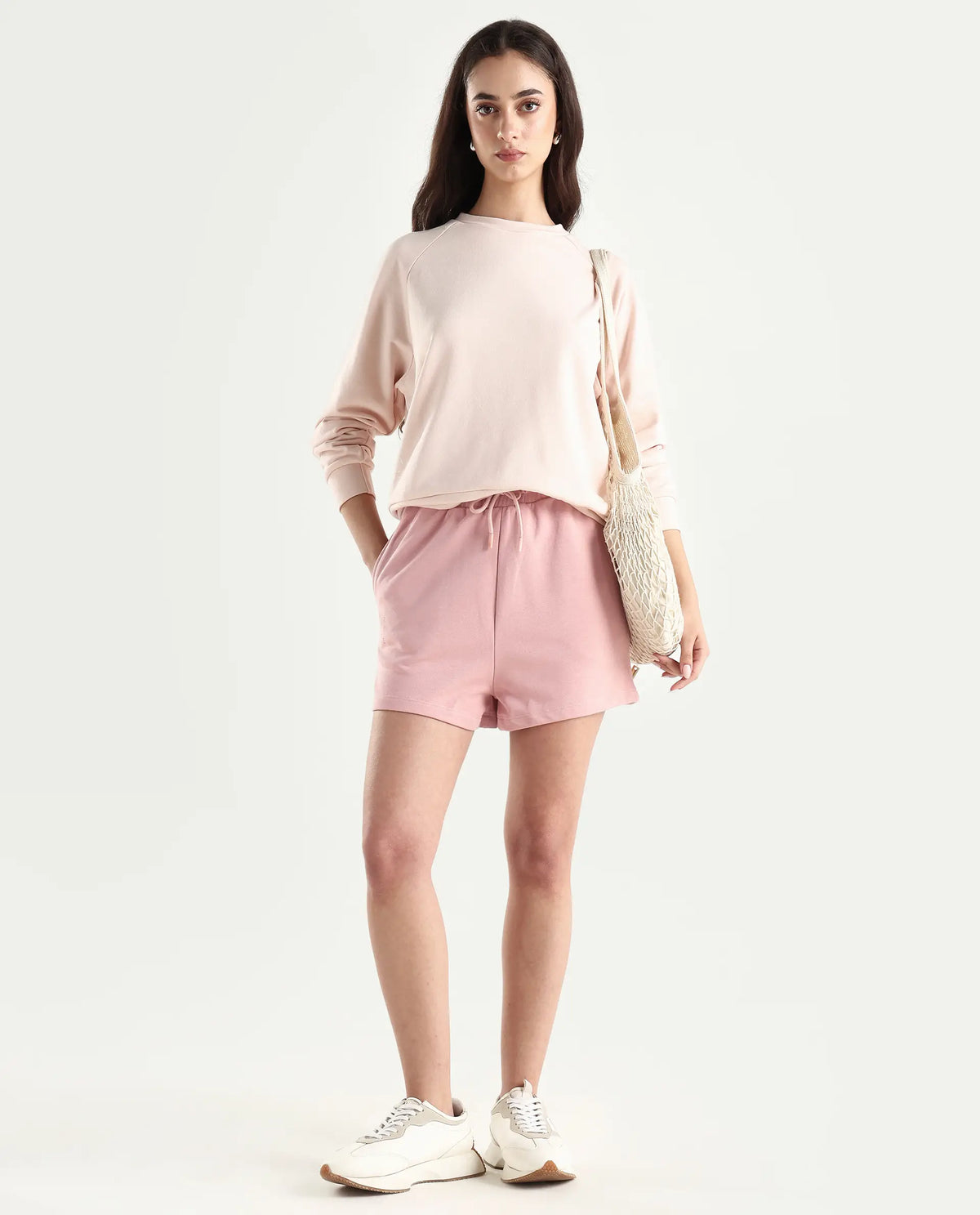 Rareism Women's Medium Weight Terry 290 Gsm Cotton Blend Plain Mini Relaxed Fit Shorts