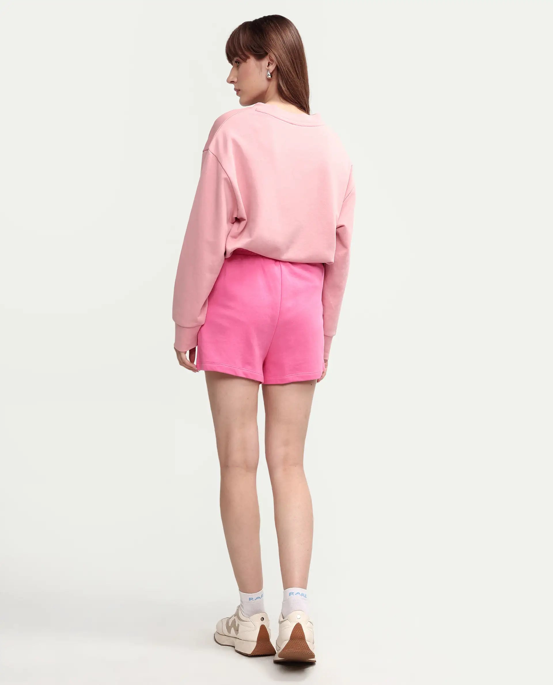 Rareism Women's Medium Weight Terry 290 Gsm Cotton Blend Plain Mini Relaxed Fit Shorts