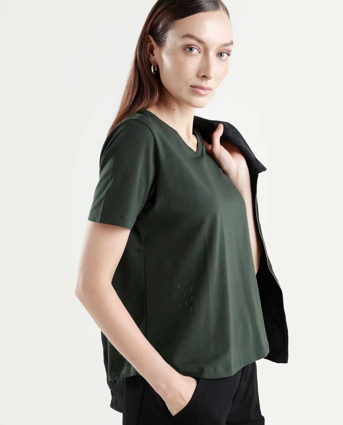 Rareism Women's Light Weight High Stretch 180 Gsm Cotton V-Neck Plain Regular Fit T-Shirt