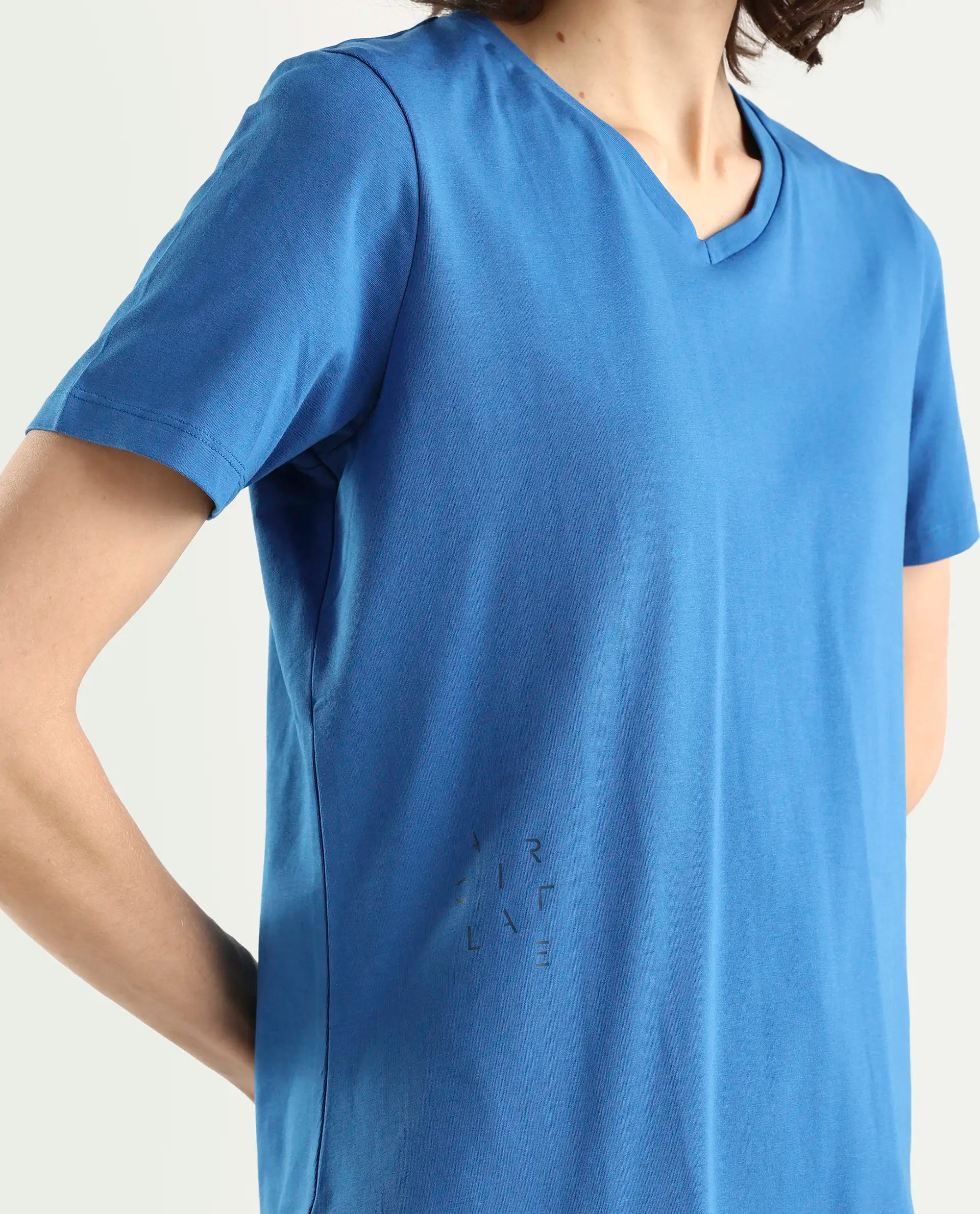 Rareism Women's Light Weight High Stretch 180 Gsm Cotton V-Neck Plain Regular Fit T-Shirt